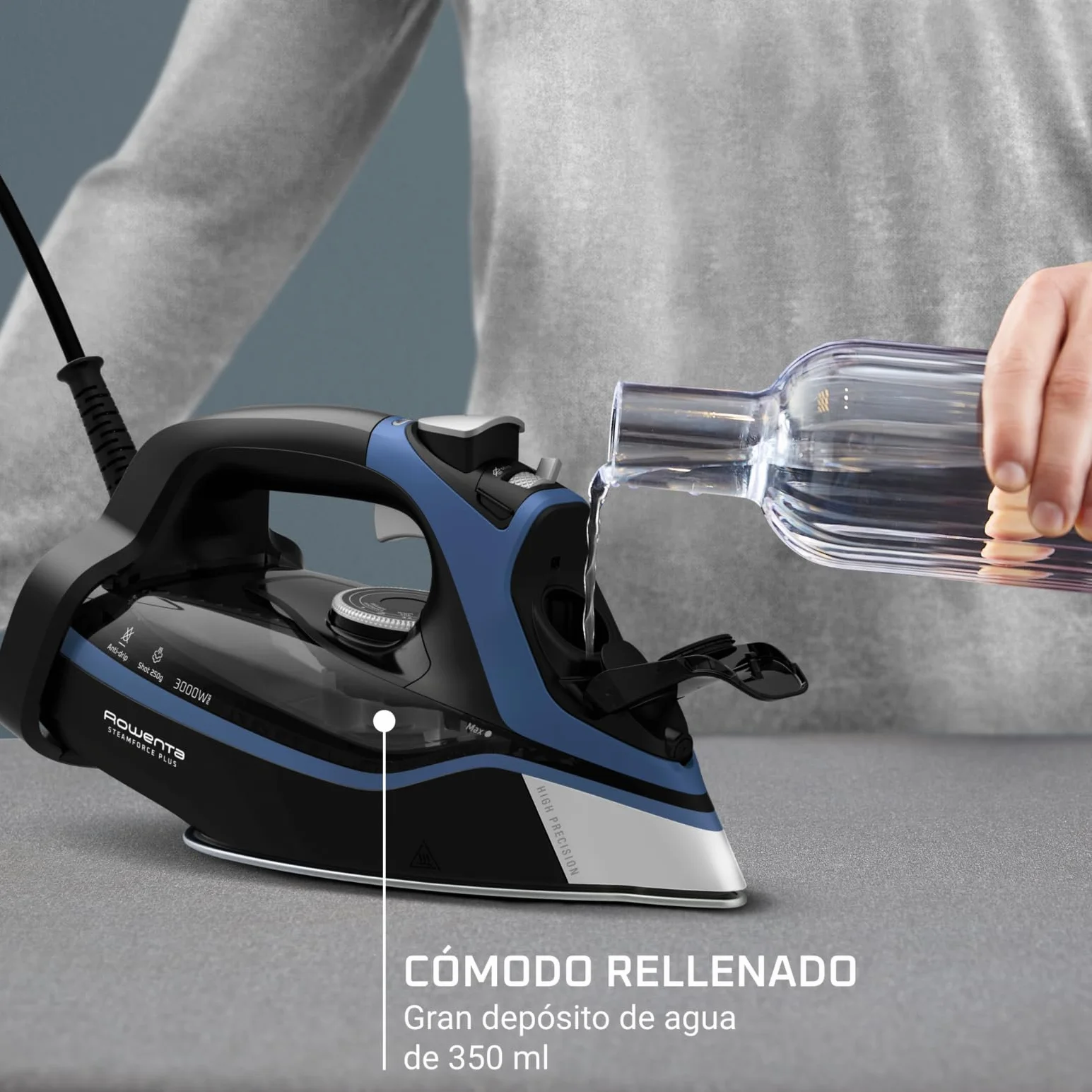 Rowenta SteamForce - Plancha de vapor 3000W, de 250 g/min y constante de 45 g/min, suela Microsteam400, acabado de acero inoxidable, sistema antigoteo, apagado automático, DW9411 (Reacondicionado)