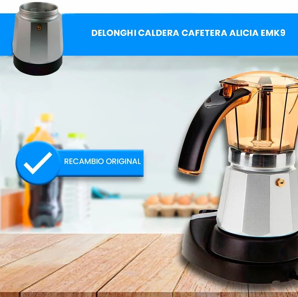 ANAKEL HOME Recambio Caldera Cafetera Italiana Moka Alicia compatible con De'Longhi Alicia EMK9 | Para 9 Tazas | Recambio original