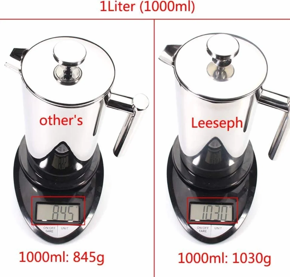 zaizai Termo de Acero Inoxidable 18/10 Resistente para café, Bebida, Prensa Francesa, cafetera de té de Doble Pared, 1000 ml