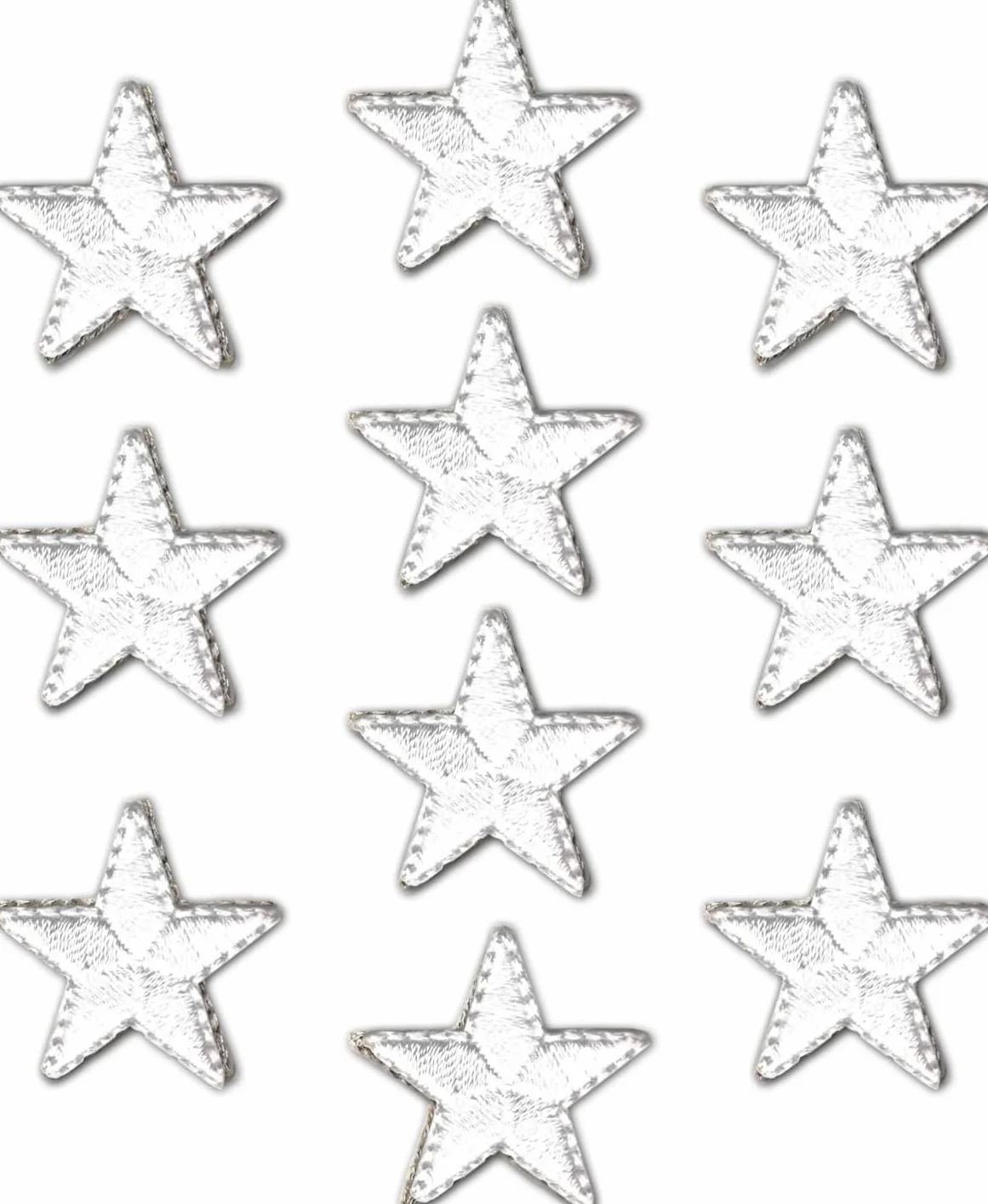 Paquete de 10 parches bordados de estrella de 1 pulgada para ropa, chaquetas, mochilas y decoraciones (blanco)