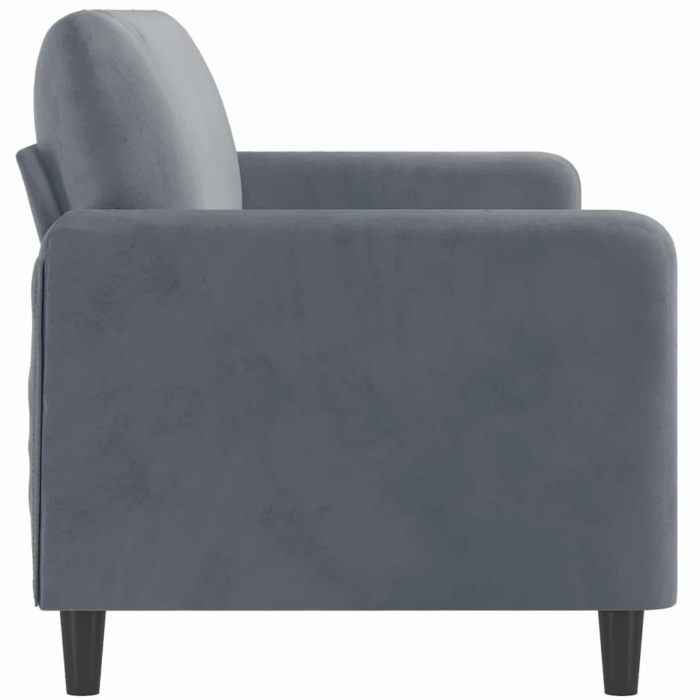 Sofá de 3 plazas Terciopelo Gris Oscuro 180 cm, Sofá con Reposabrazos Respaldo, Sofá Biplaza Tapizado
