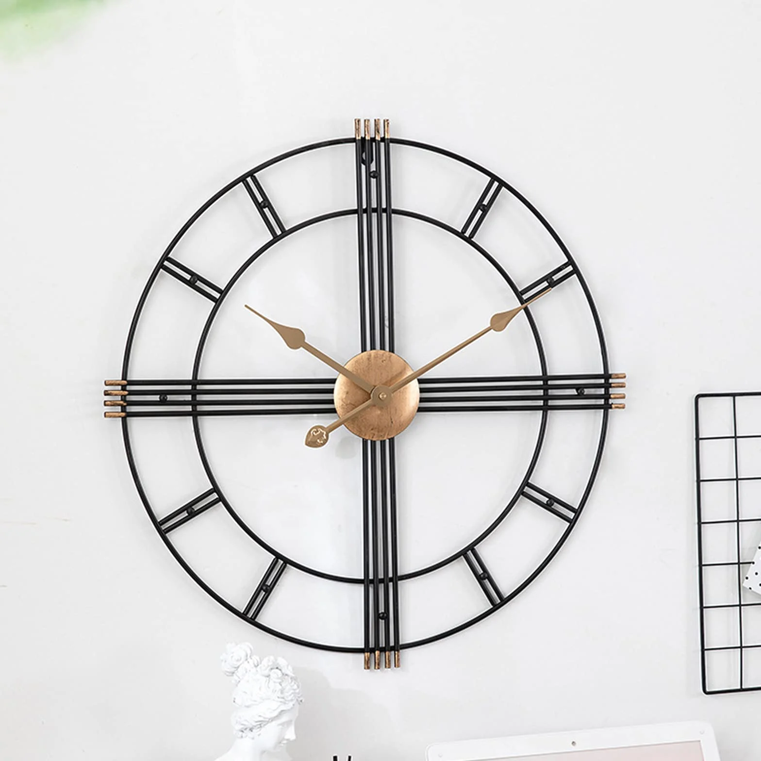 Reloj de Pared para Sala de Estar, Reloj de Pared Grande de Metal 3D Retro, Reloj Decorativo de Arte de Pared silencioso Que no Hace tictac, Reloj de Pared de Estilo Industrial par