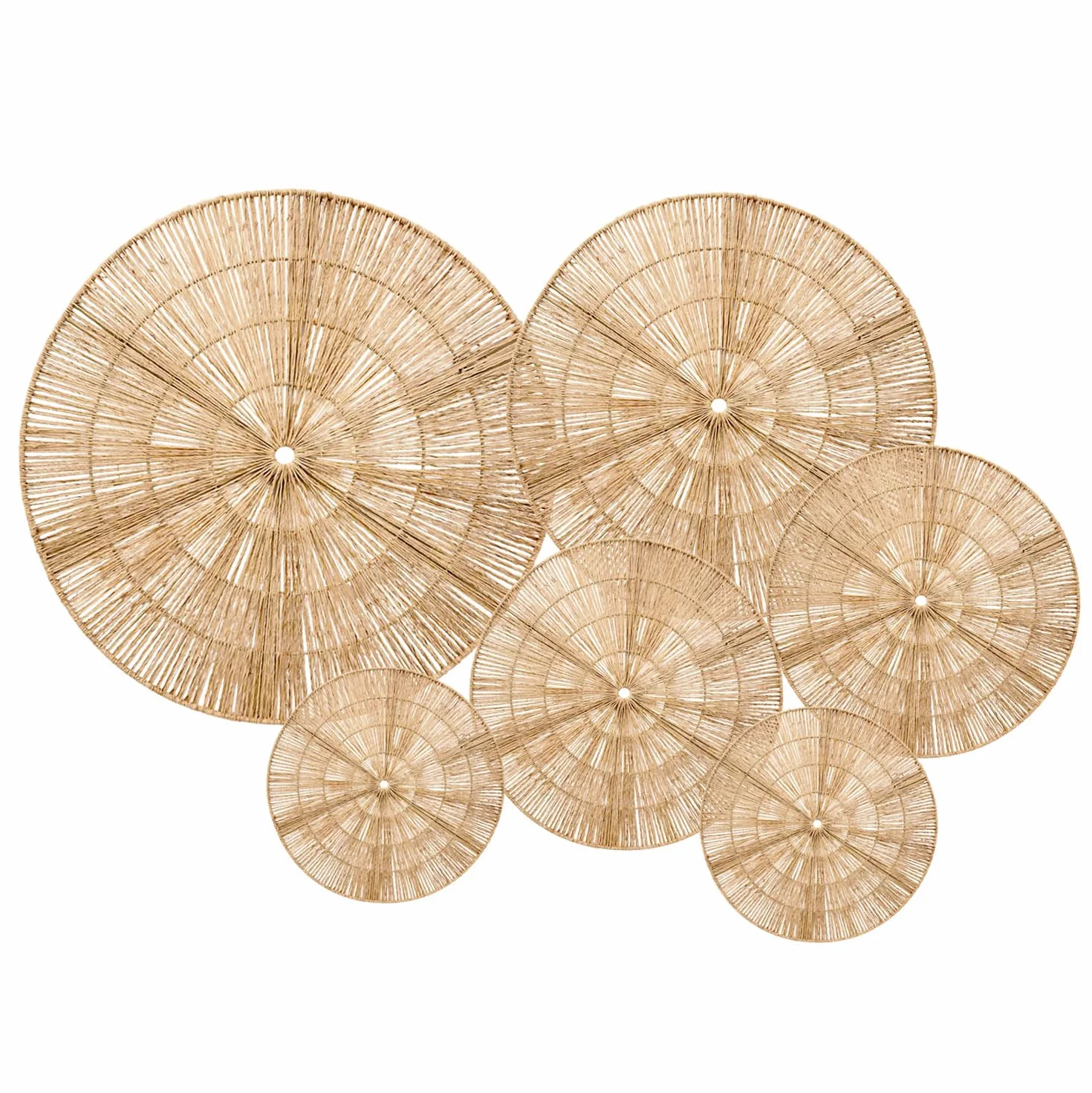 Laquedecraft Juego de cestas de mimbre bohemio para decoración de pared, gran tejido rústico, bohemio, para decoración del hogar, dormitorio, sala de estar, cocina, baño (clásico, natural, juego de 6)