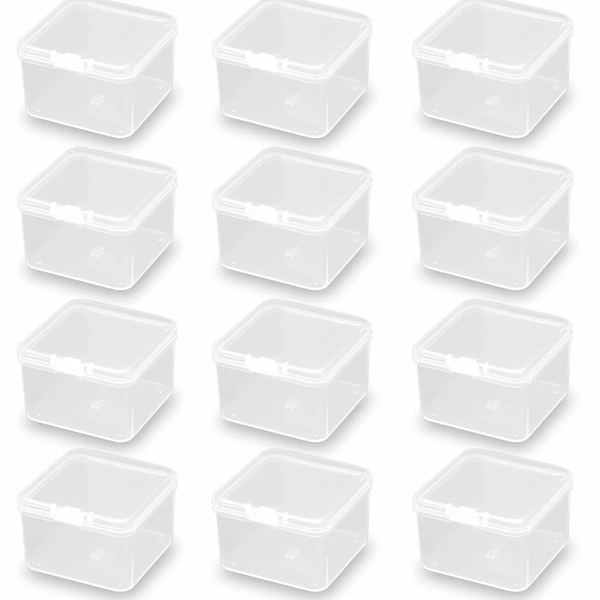 24 recipientes cuadrados vacíos de plástico transparente con tapas para objetos pequeños y otros proyectos de manualidades