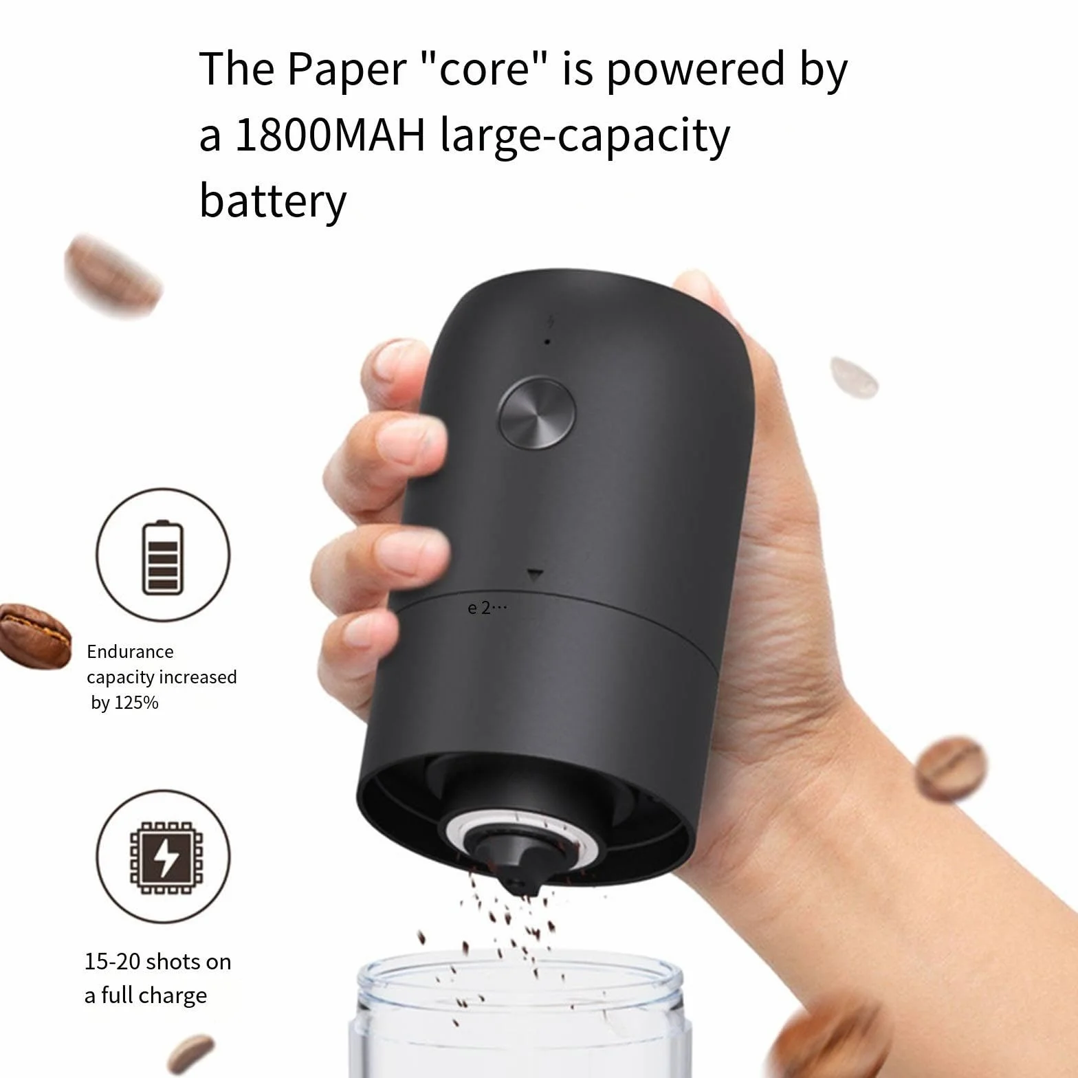 Molinillo de café eléctrico portátil con un solo botón, cabezal de molienda de cerámica ajustable para granos gruesos y finos