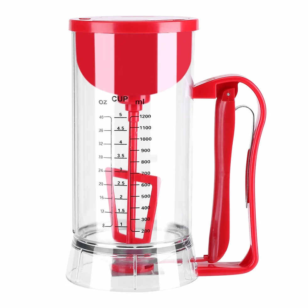 lyrlody Dispensador de Masa para Panqueques Eléctrico, Mezclador y Dosificador, 1200 ml, para Cupcakes, Magdalenas, Donas