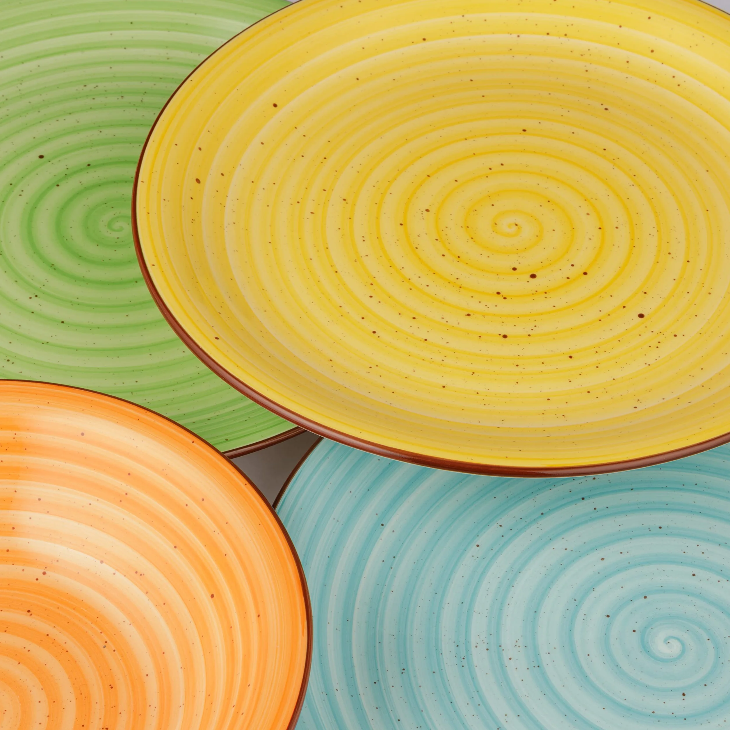 Baroni Home Juego de 18 Platos de porcelana y gres, Vajilla para 6 personas, Set Completo, Conjunto de Platos planos, hondos y platillos para postre, Fantasía Colores