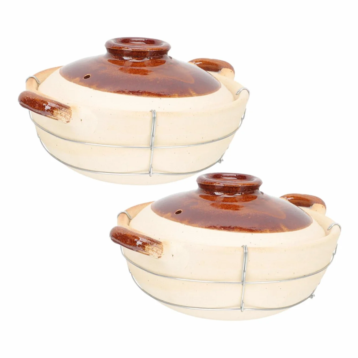 TOYANDONA 2 piezas Cazuela de Barro con Tapa Resistente Altas Temperaturas para Estofados y Sopas Olla de Arcilla Versátil para Horno de Unidades con Mango para Cocina Casera