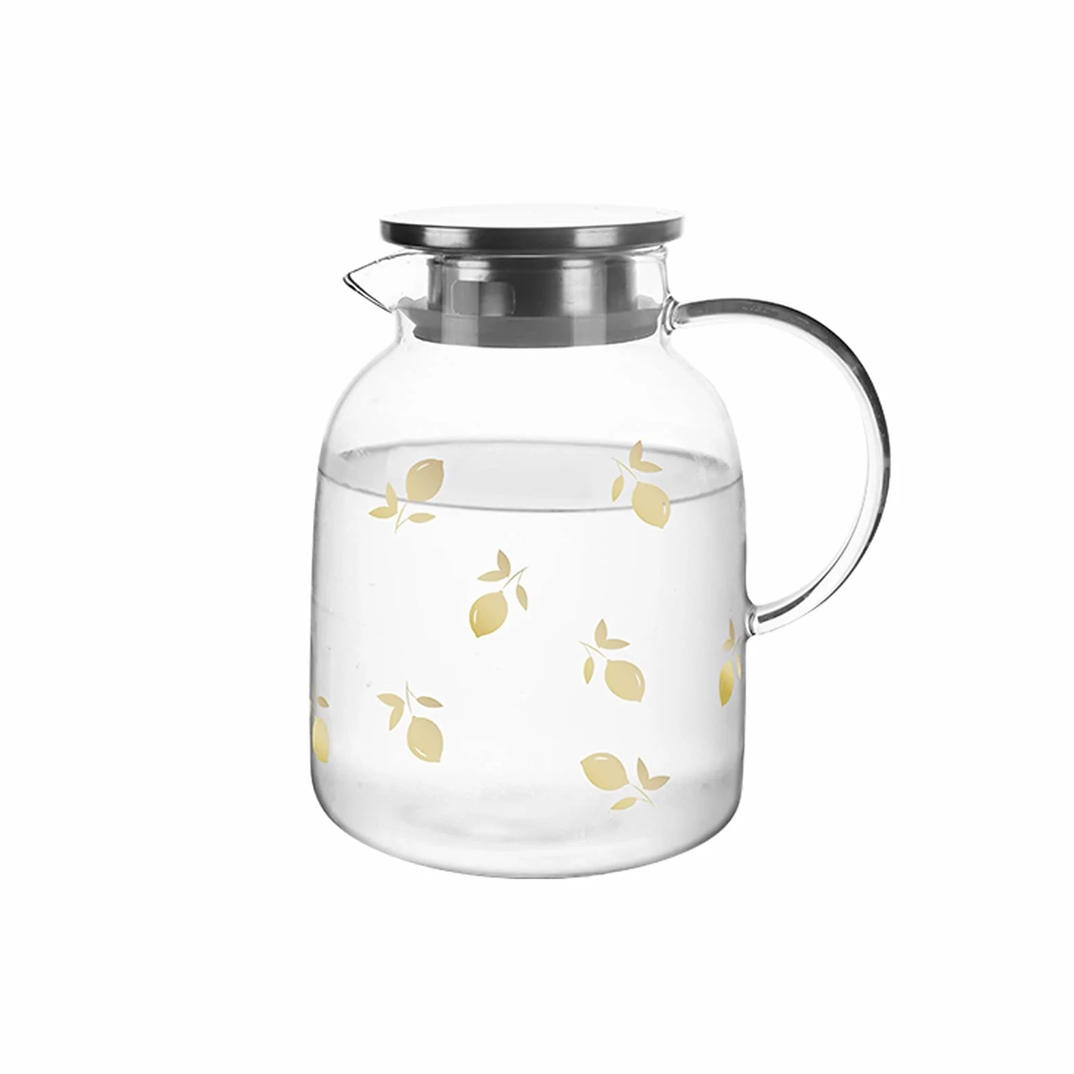 Jarra Agua Fria Jarra de vidrio de borosilicato con tapa de acero inoxidable CAPACIDAD FRÍA CARAFA FRÍA Tetera linda para jugo, leche, bebidas calientes y frías Jarra Agua Detox Frutas ( Color : A )