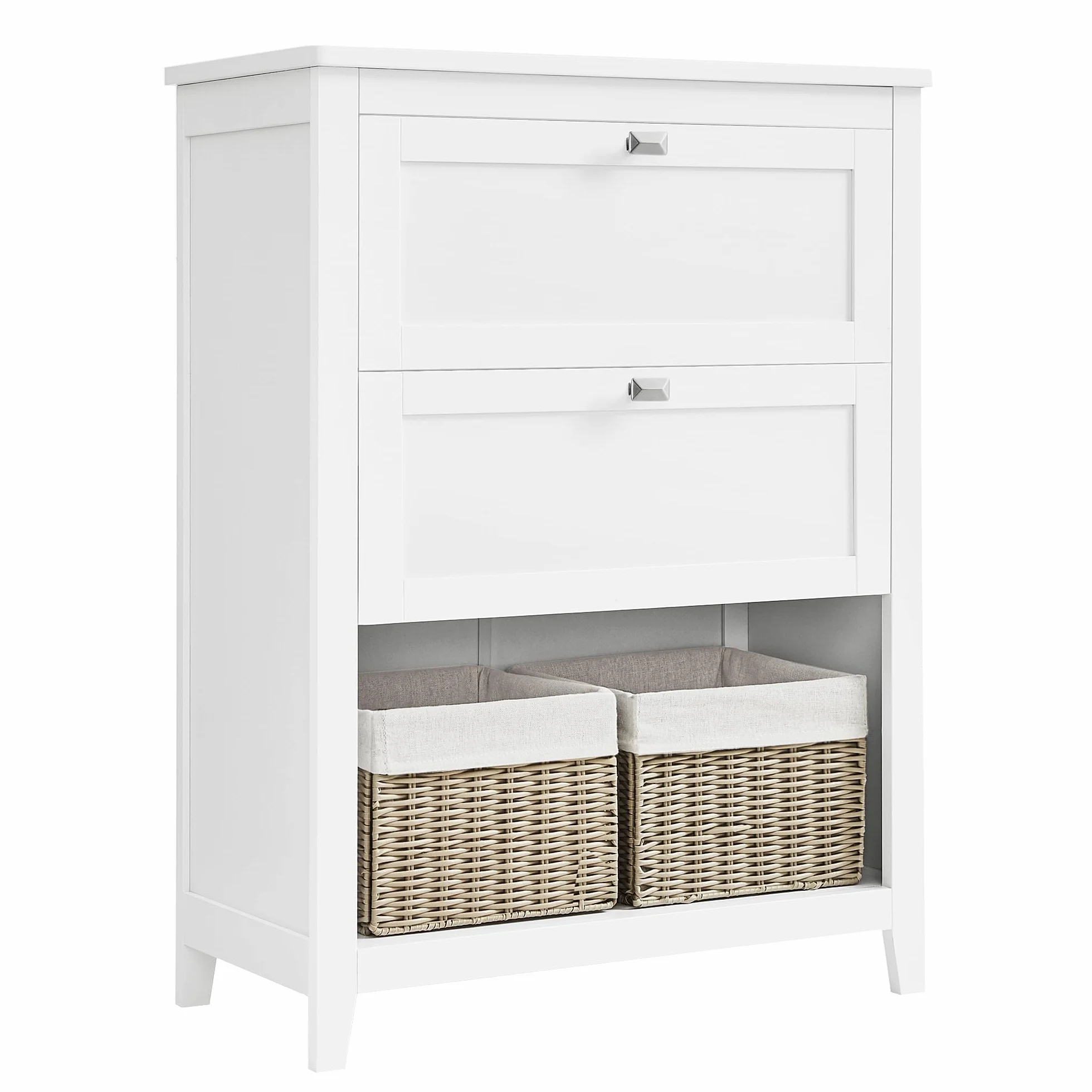 VASAGLE Mueble de Baño, Armario de Baño, 2 Cajones con un Juego de Divisor Regulable, 2 Cestas, Aparador, 30 x 60 x 80 cm, Blanco Nube BBC545W02