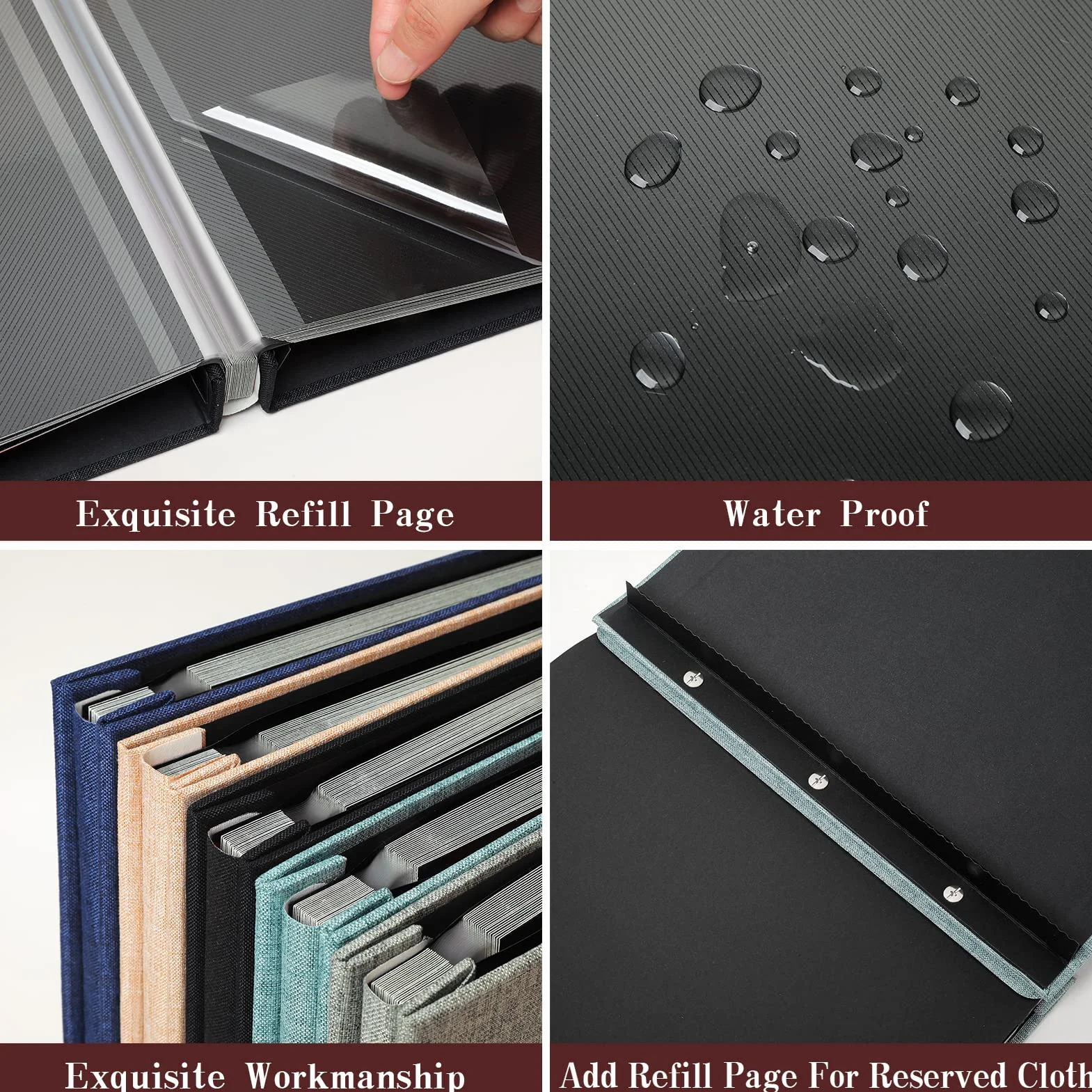 Spbapr Álbum de fotos grande autoadhesivo con cubierta de lino, álbum de recortes magnético, 60 páginas adhesivas negras para fotos de 4 x 6, 5 x 7, 8 x 10, 10 x 12 pulgadas, con un bolígrafo de metal