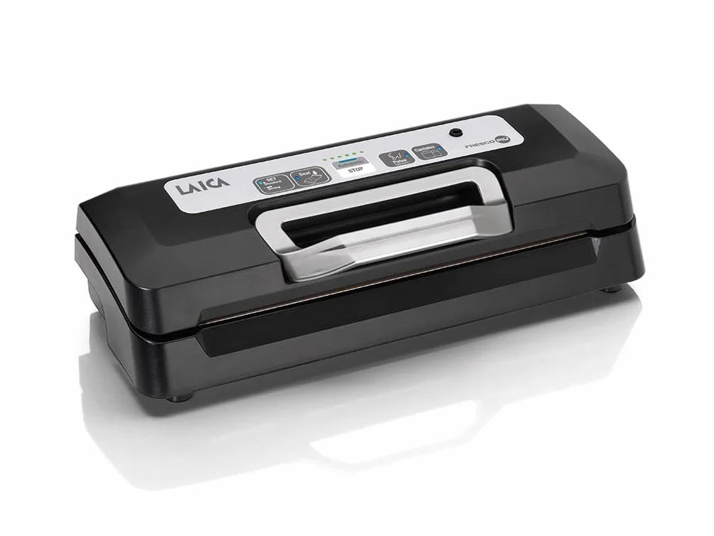 Laica VT3119 Máquina de envasado al vacío Automática, con mango de bloqueo capacidad de absorción de 12 l/min, incluye un rollo, 1 cortador y un tubo para contenedores, de Plástico, Negro/Plata