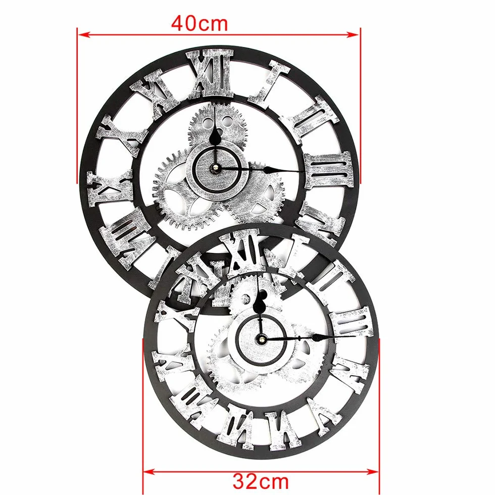 Reloj De Pared Estilo Industrial Grande Reloj Retro Steampunk Europeo Gear Wall Decoración para El Hogar