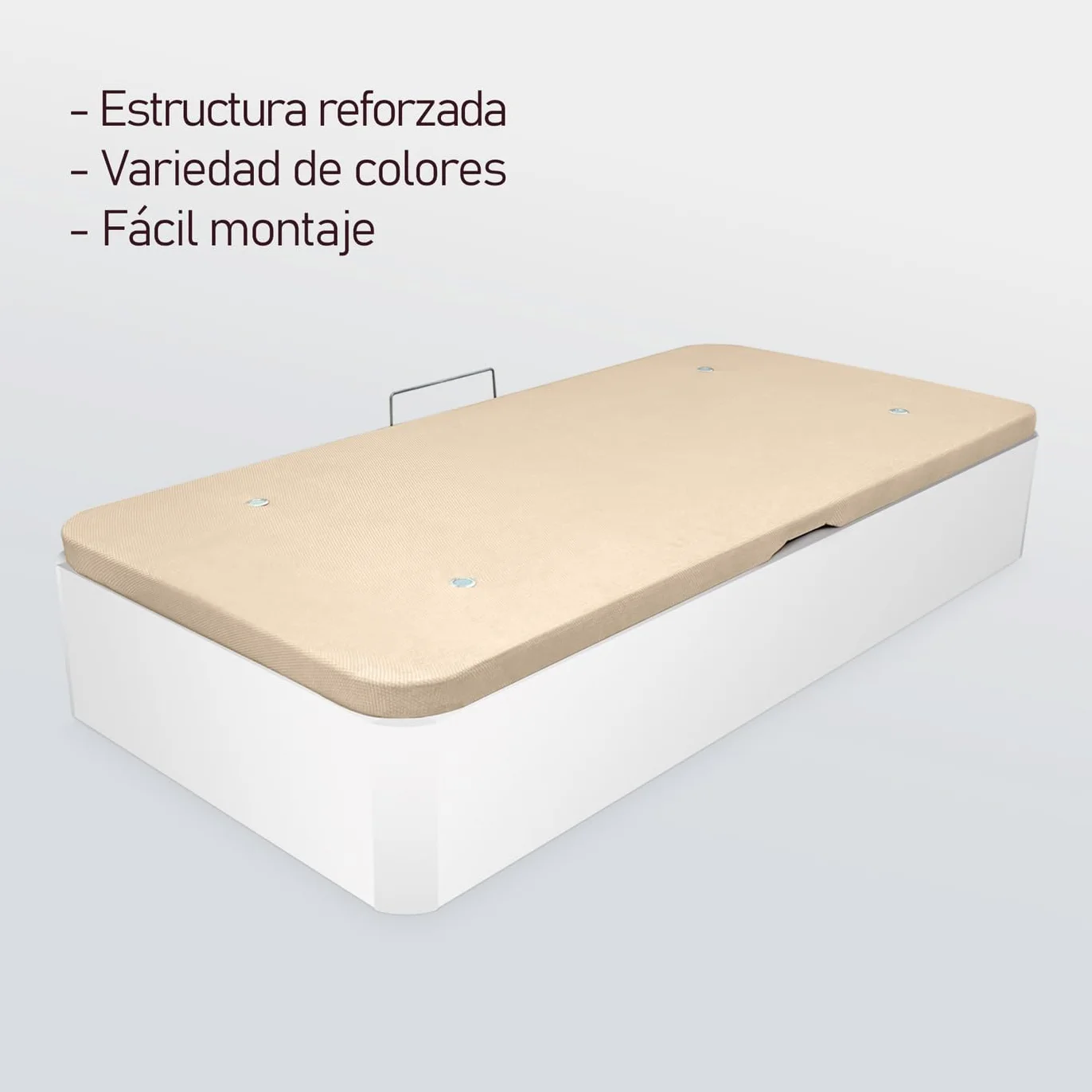 amuéblate Online - Canapé Abatible Apertura Lateral de Madera con Gran Capacidad, Espacioso, Transpirable y Resistente, Esquinas Redondeadas, 90 x 190, Blanco