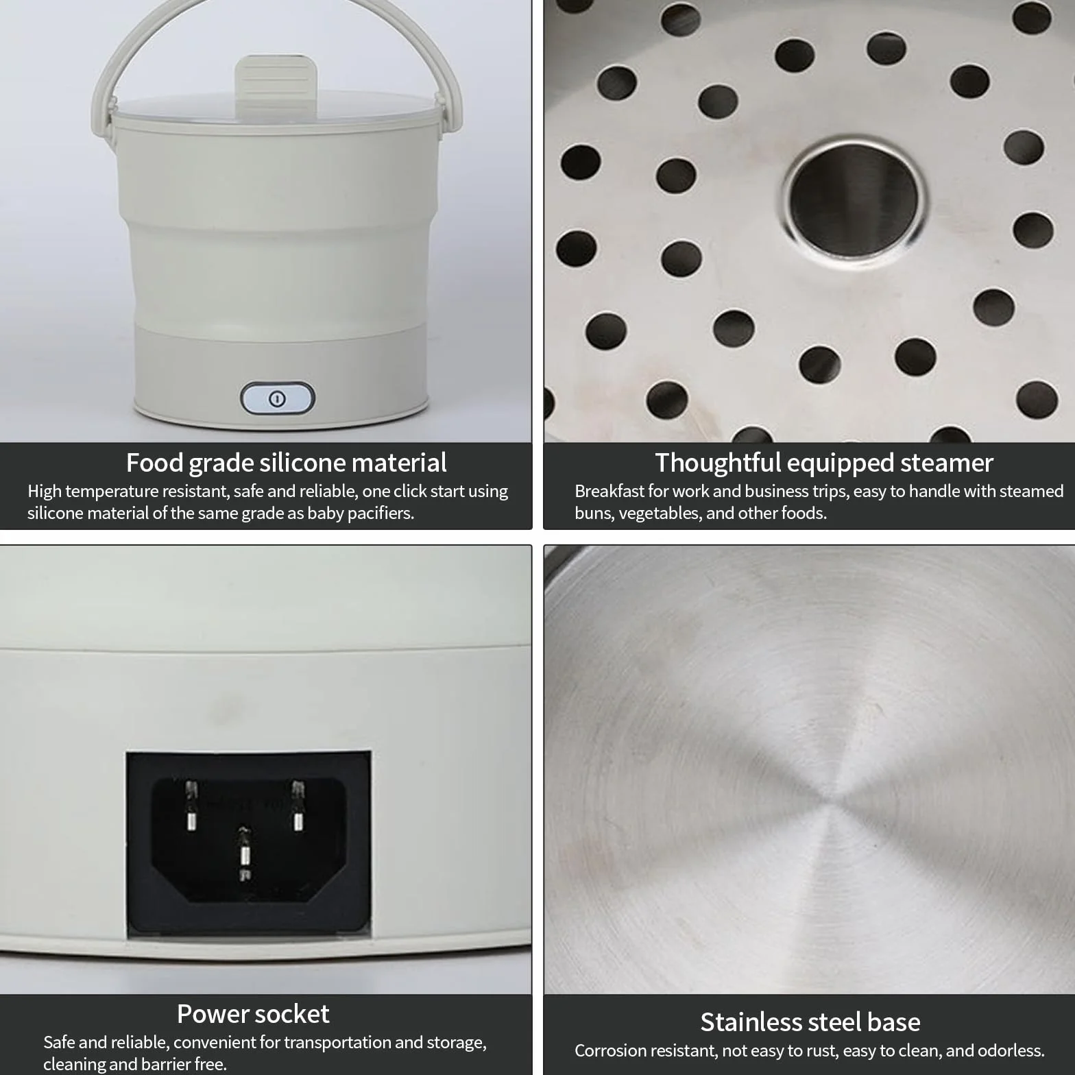 Olla eléctrica plegable portátil 1 litro mini cacerola