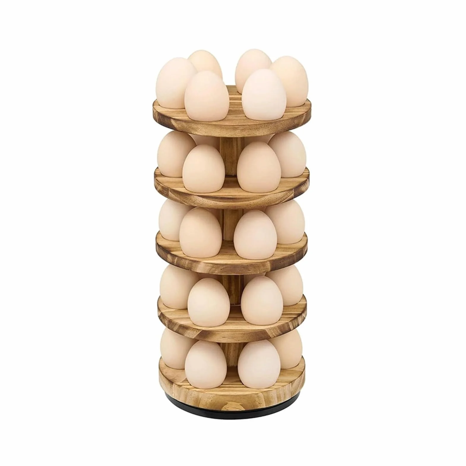 Soporte for huevos de madera giratorio 5 niveles 360°, organizador huevos estilo rústico granja for encimera cocina decoración