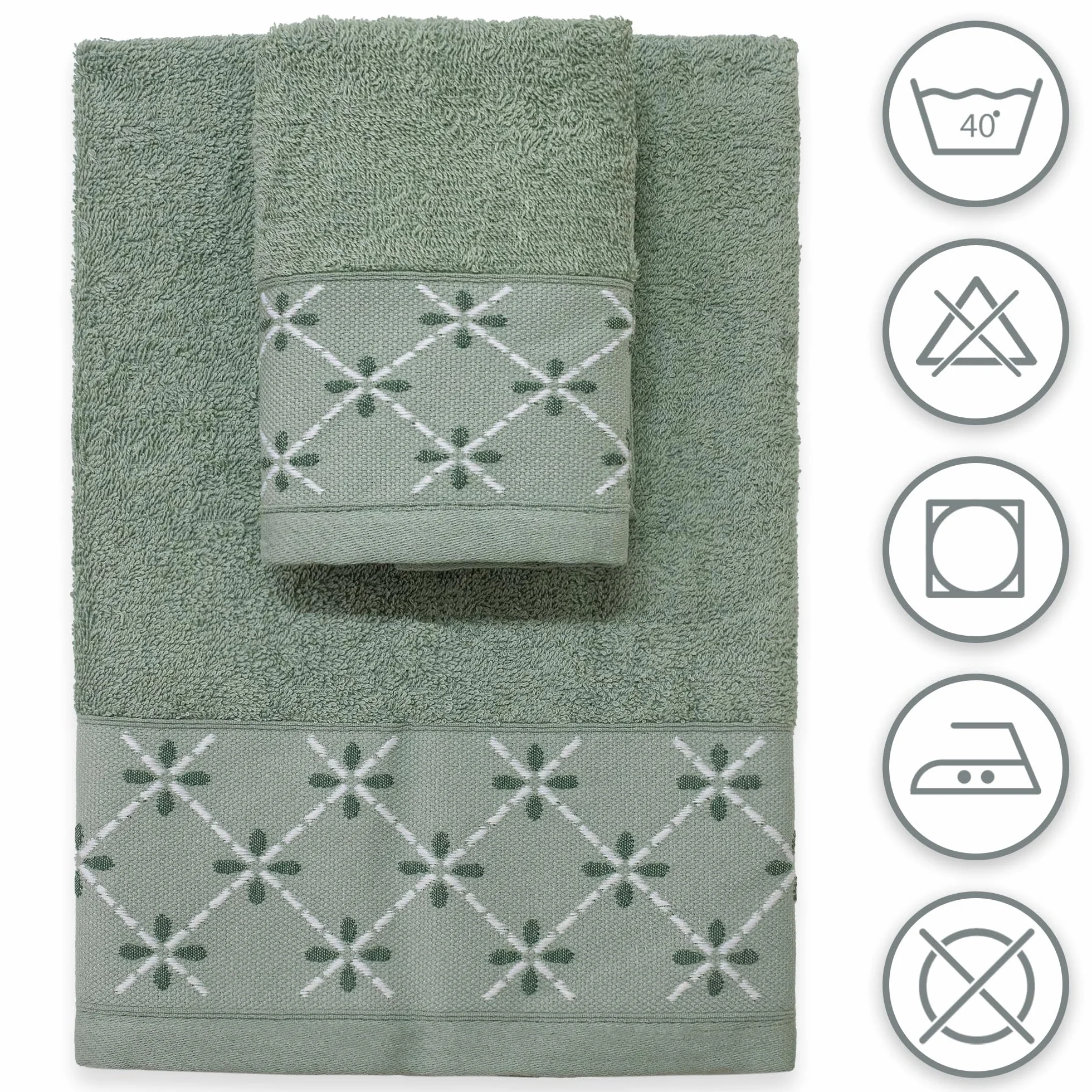 Toallas de baño para cara y bidé de puro algodón, juego de 12 unidades, 6 + 6 bordadas, de suave rizo de 400 g, cara de 55 x 100 cm e invitados 40 x 60 cm
