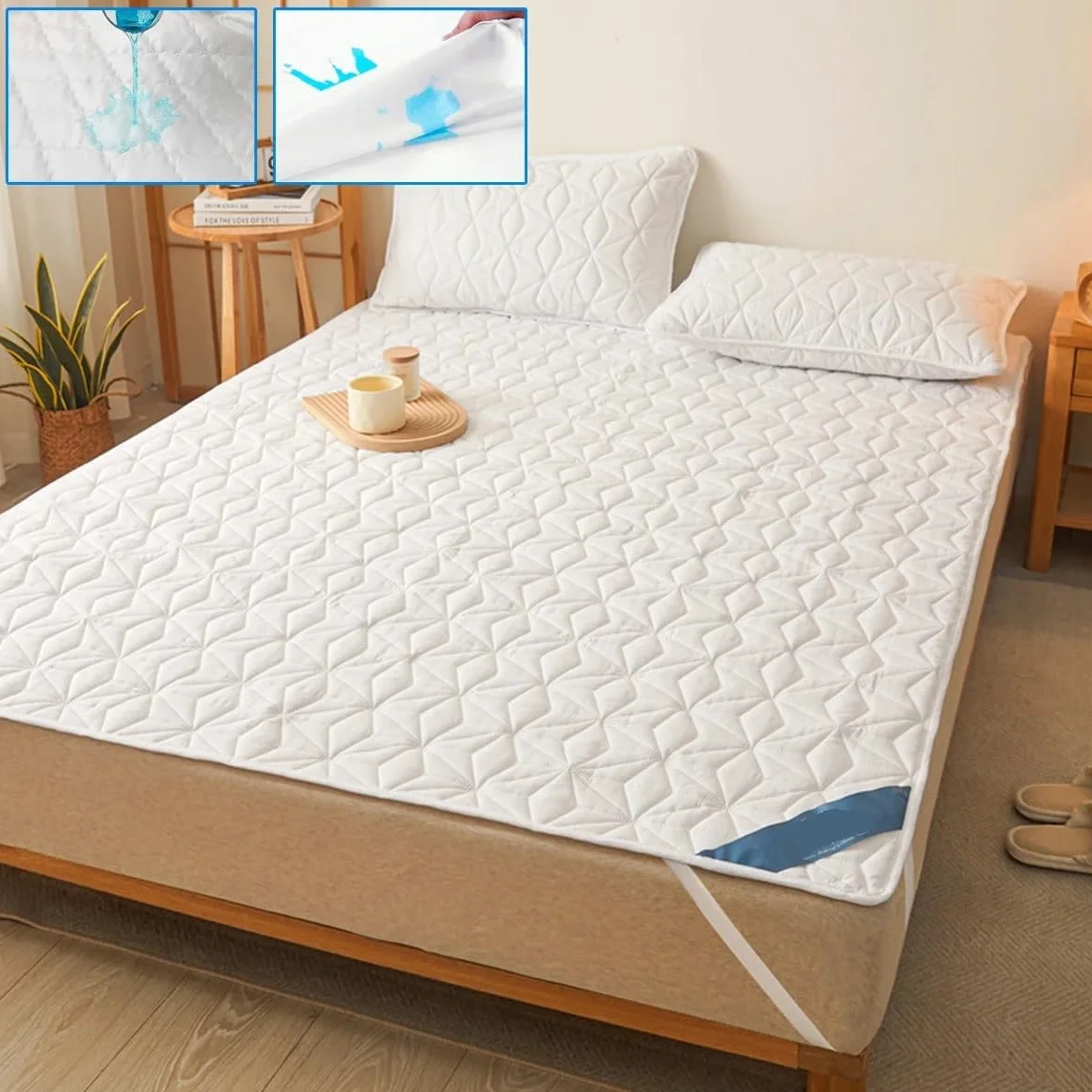 Protector Impermeable Colchon, Cubre Colchon Protector de colchón impermeable - Funda de colchón transpirable y silenciosa con 4 correas elásticas en las esquinas. Se adapta a hasta 40 cm de profundid