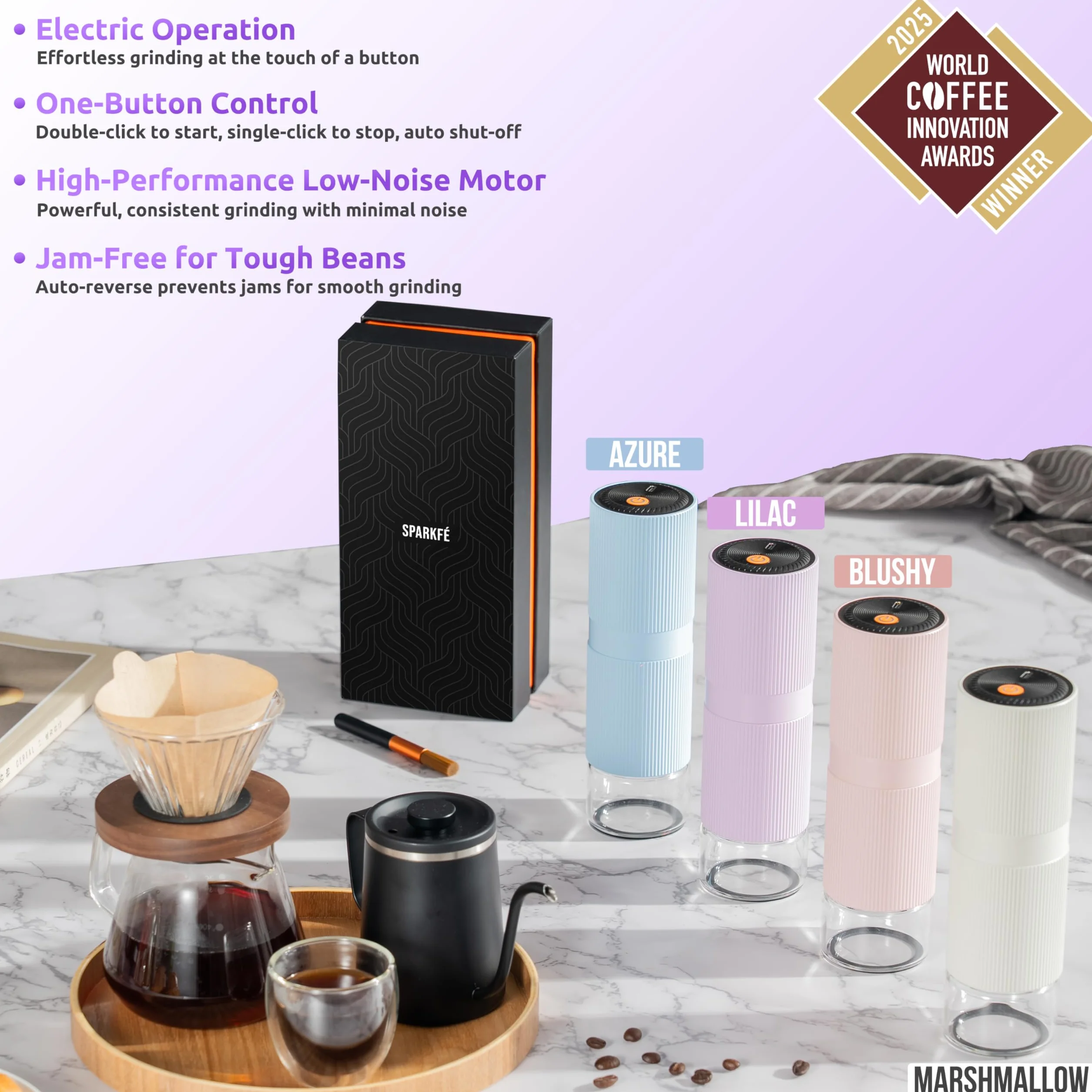 Molinillo de café eléctrico portátil, molinillo de mano recargable con rebaba cónica de acero inoxidable, ajustes de molienda ajustables, para espresso, moka, vertido, prensa francesa, infusión fría