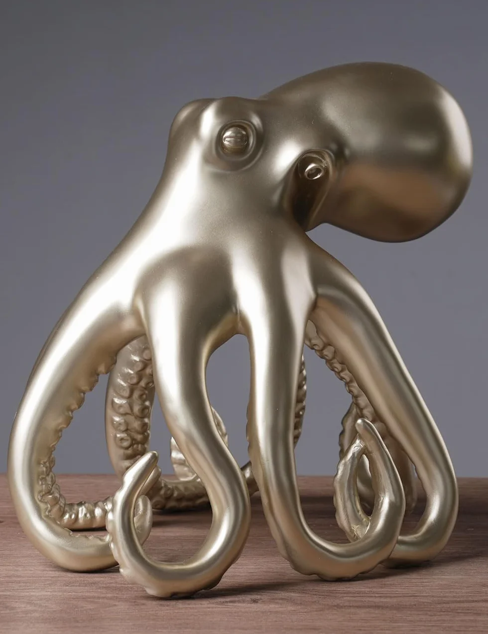 Escultura de Pulpo Figura Abstracta Estatua Moderna Decoración Arte Interior Regalo para Estanterías Escritorio Mesas Resina 22cm