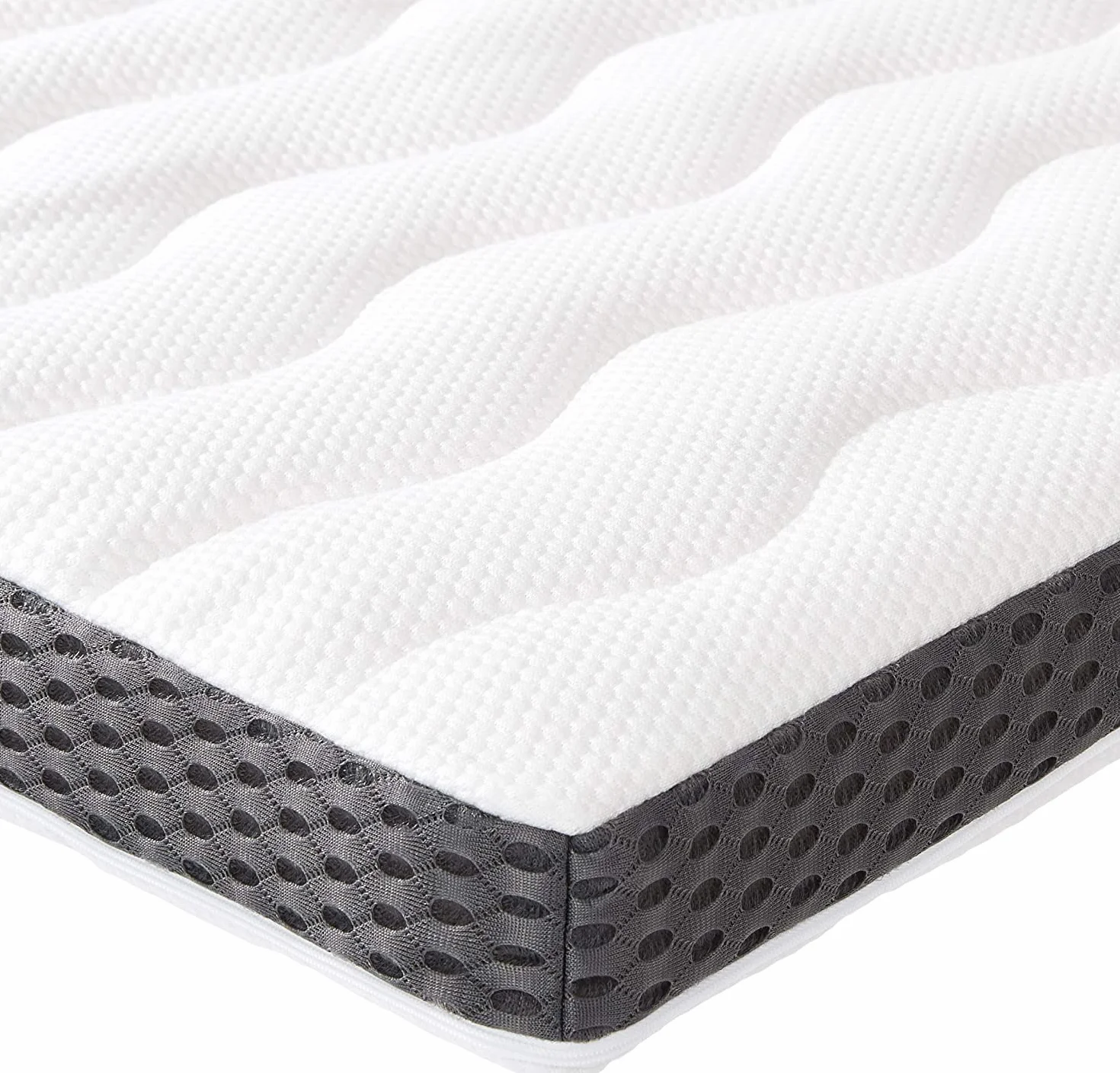 Amazon Basics Colchón de Espuma viscoelástica Topper con memoria con Funda removible y lavable, 135 x 190 cm, 7 cm, Blanco