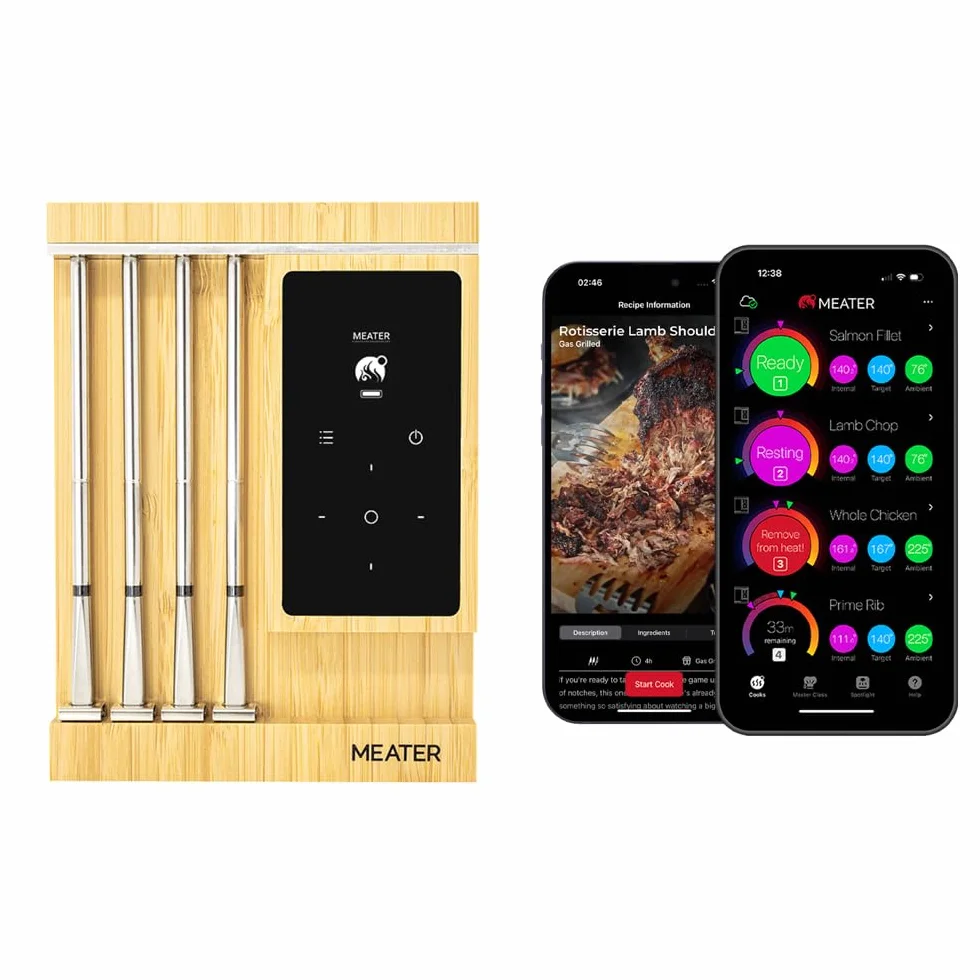 MEATER Pro XL [Nuevo] – El último termómetro inteligente para carne con WiFi y cuatro sondas avanzadas | Barbacoa, horno, parrilla, ahumador, freidora de aire caliente