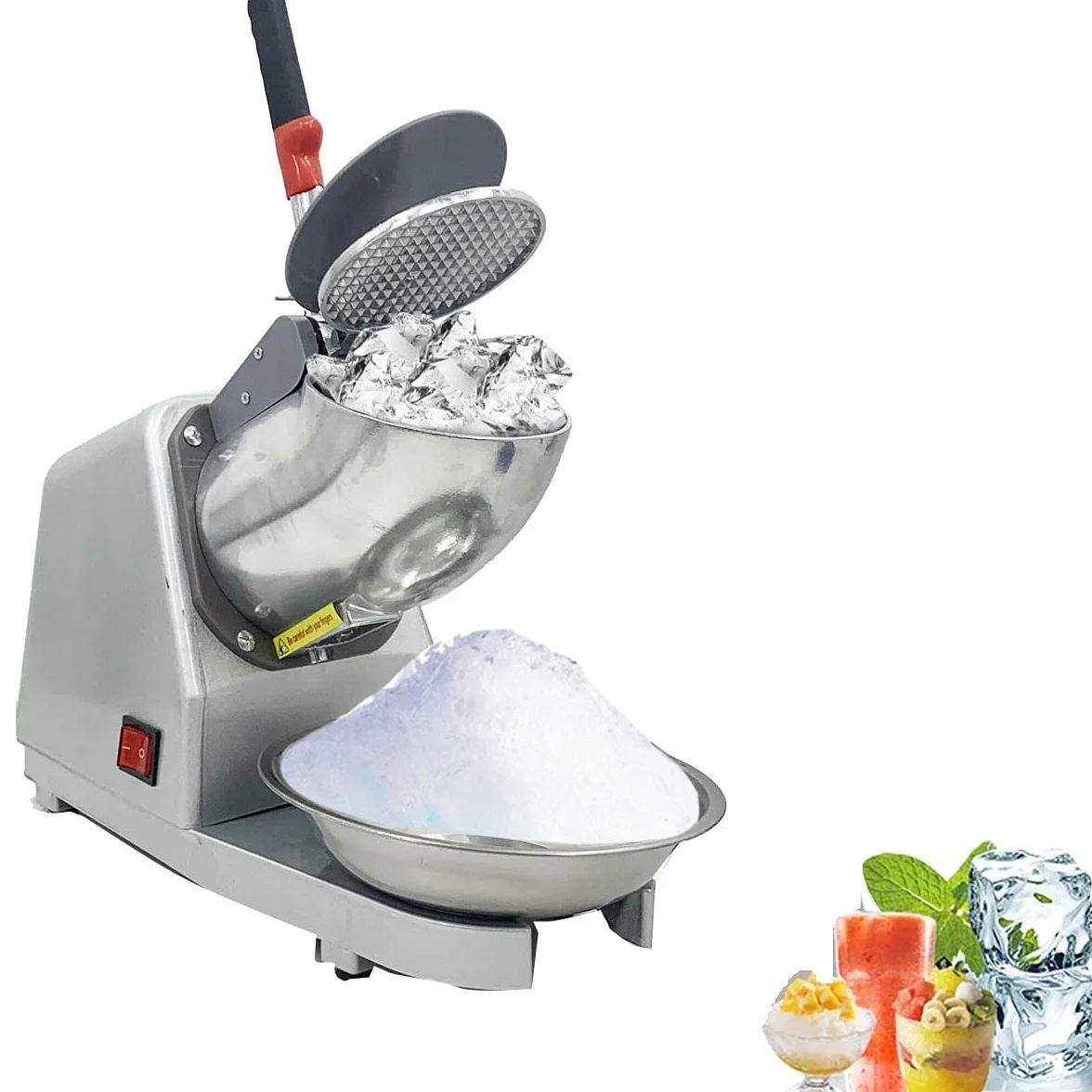 Trituradora de hielo eléctrica para uso doméstico y comercial, máquina de cono de nieve de acero inoxidable 300W, gris