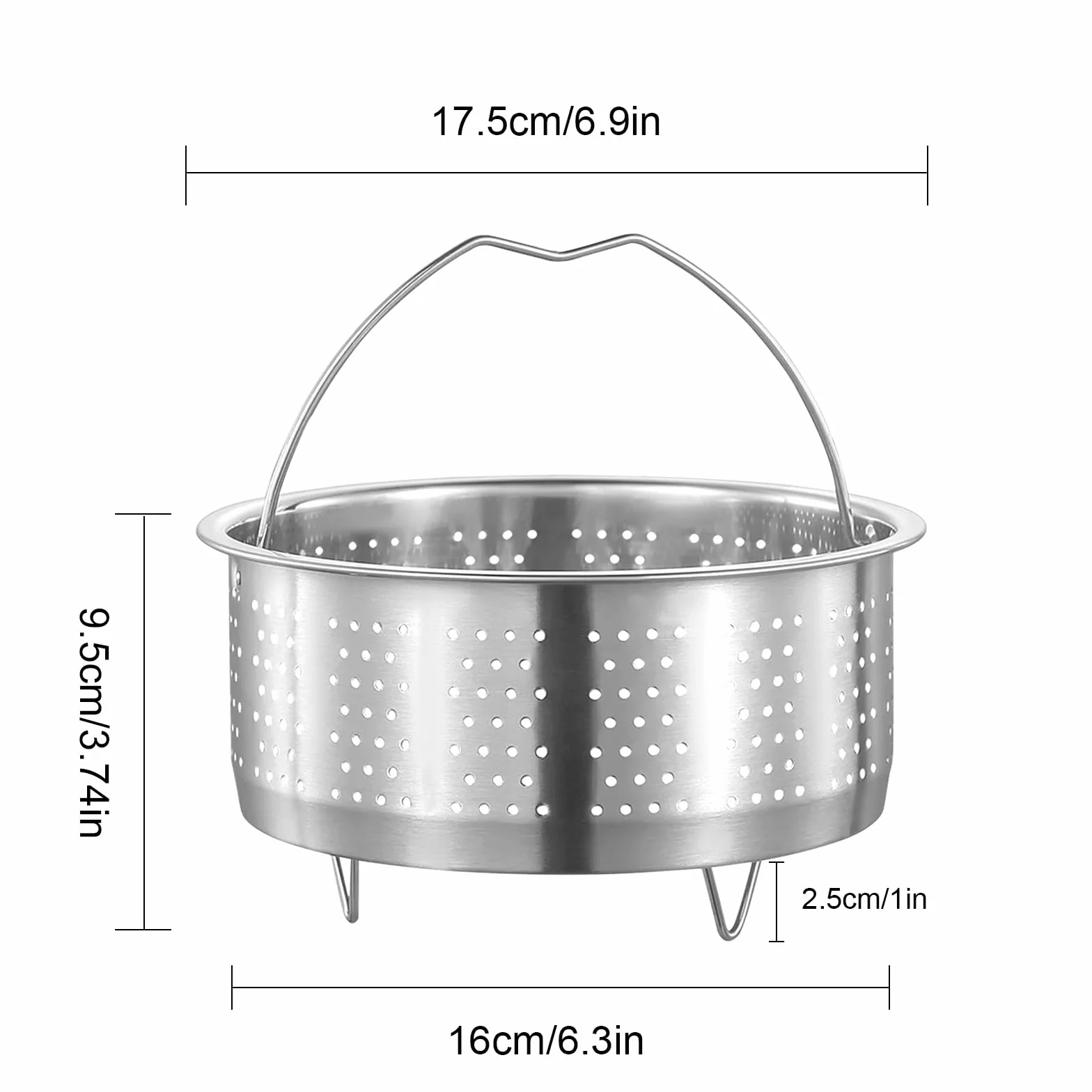 Cesta Vapor Acero Inoxidable 17.5 cm Vaporera Rejilla para Cocer al Vapor Verduras Pescado Huevos