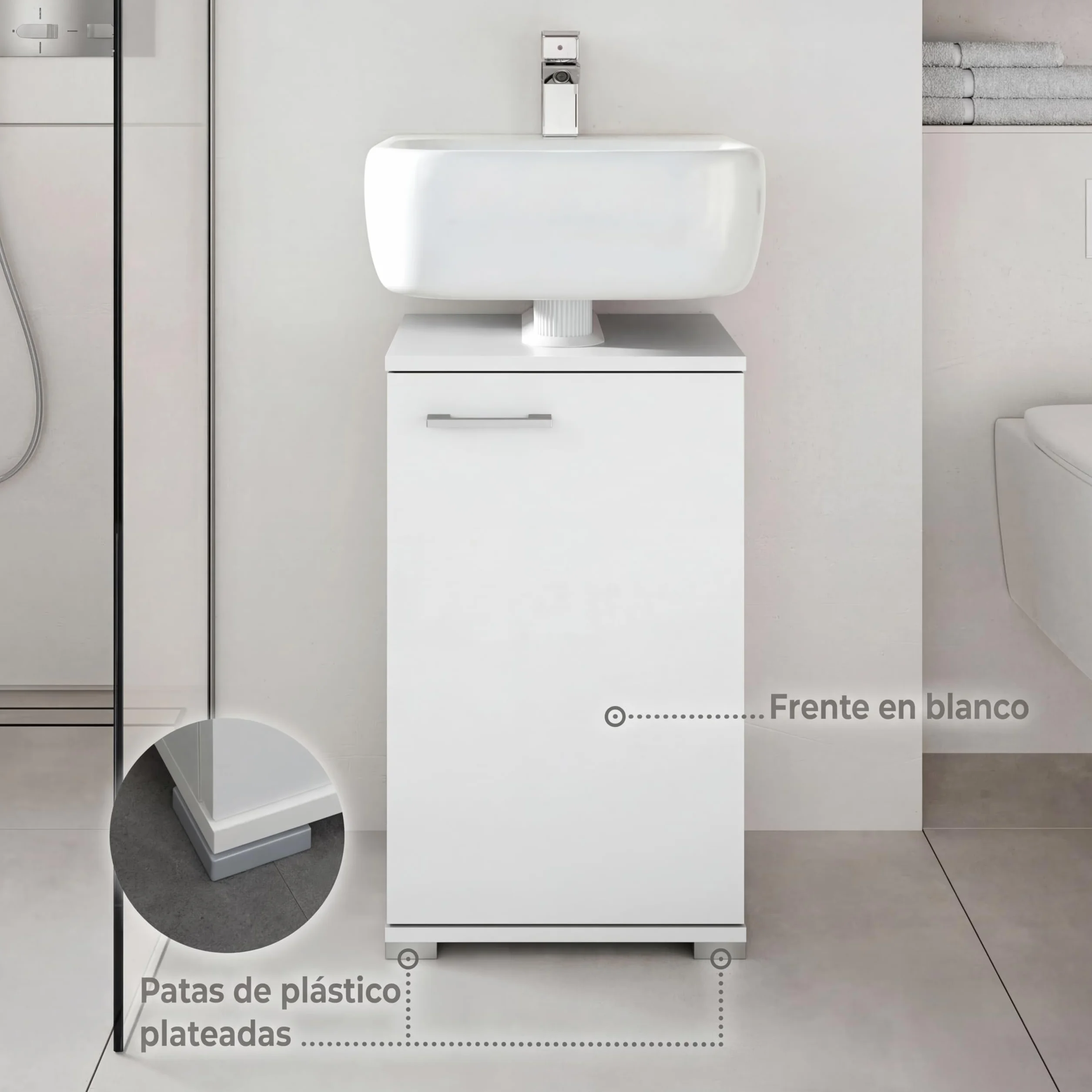 Probus Armario básico para baño de 40 cm – Moderno Armario bajo Lavabo en diseño Blanco con Mucho Espacio de Almacenamiento, Fabricado en Alemania, Color Blanco