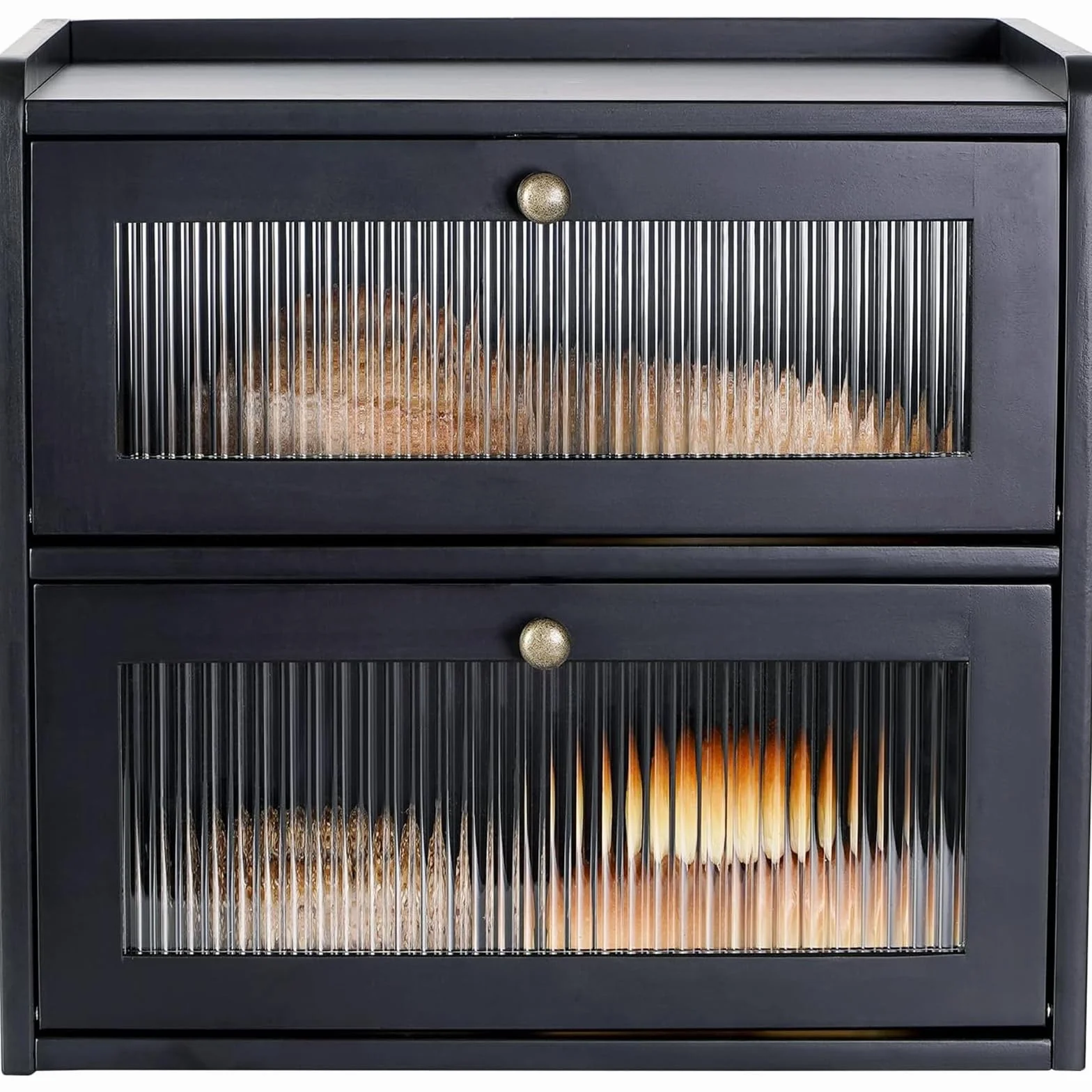 Paneras Para Guardar El Pan Caja Grande De Madera Maciza Doble Panera Madera Para Guardar ReposteríA Con Puerta AcríLica MagnéTica Bread Bin (Negro)