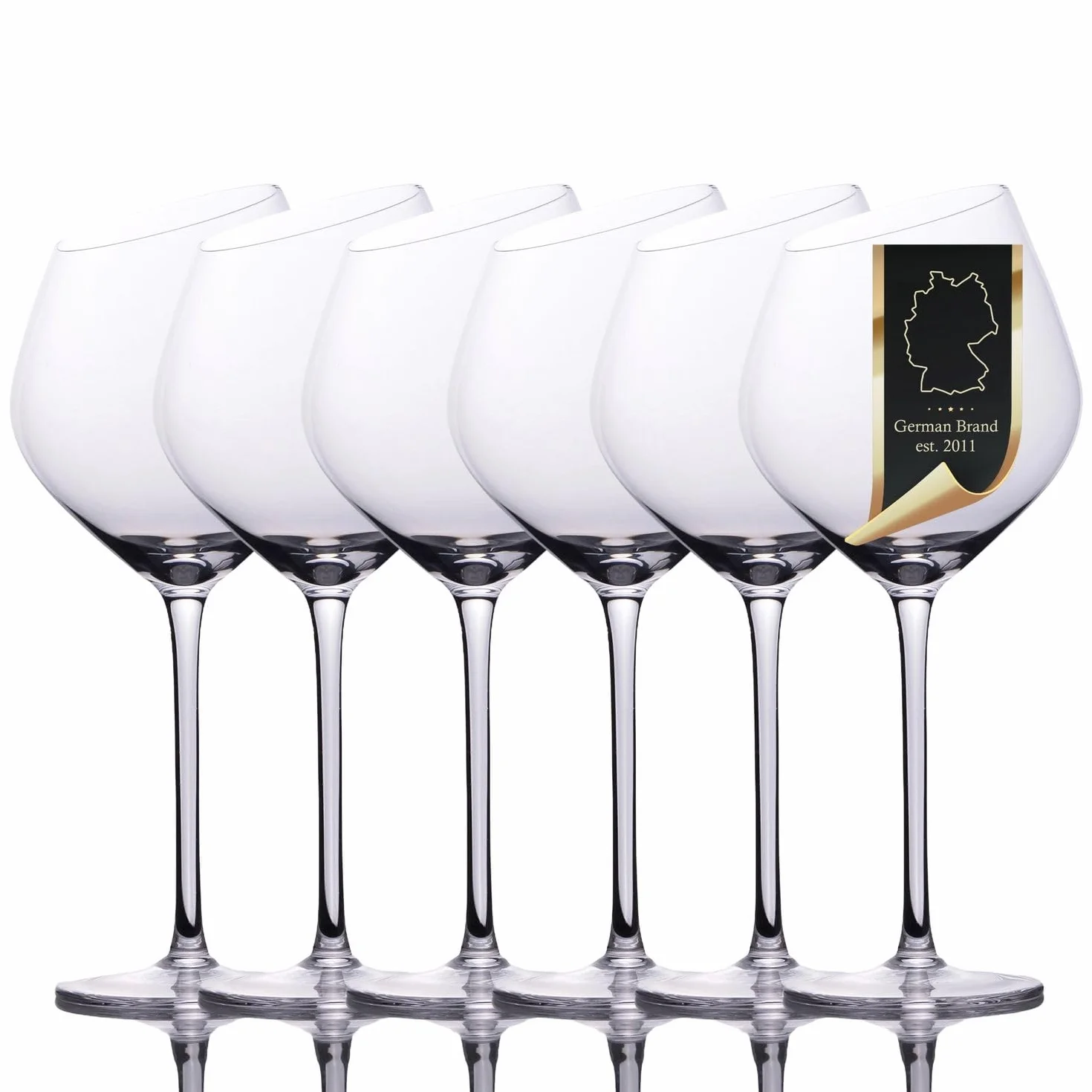 INTIRILIFE Copa de vino 6x con borde moderno - 470 ml de capacidad - Copa de vino tinto Apta para lavavajillas Cristal a prueba de golpes