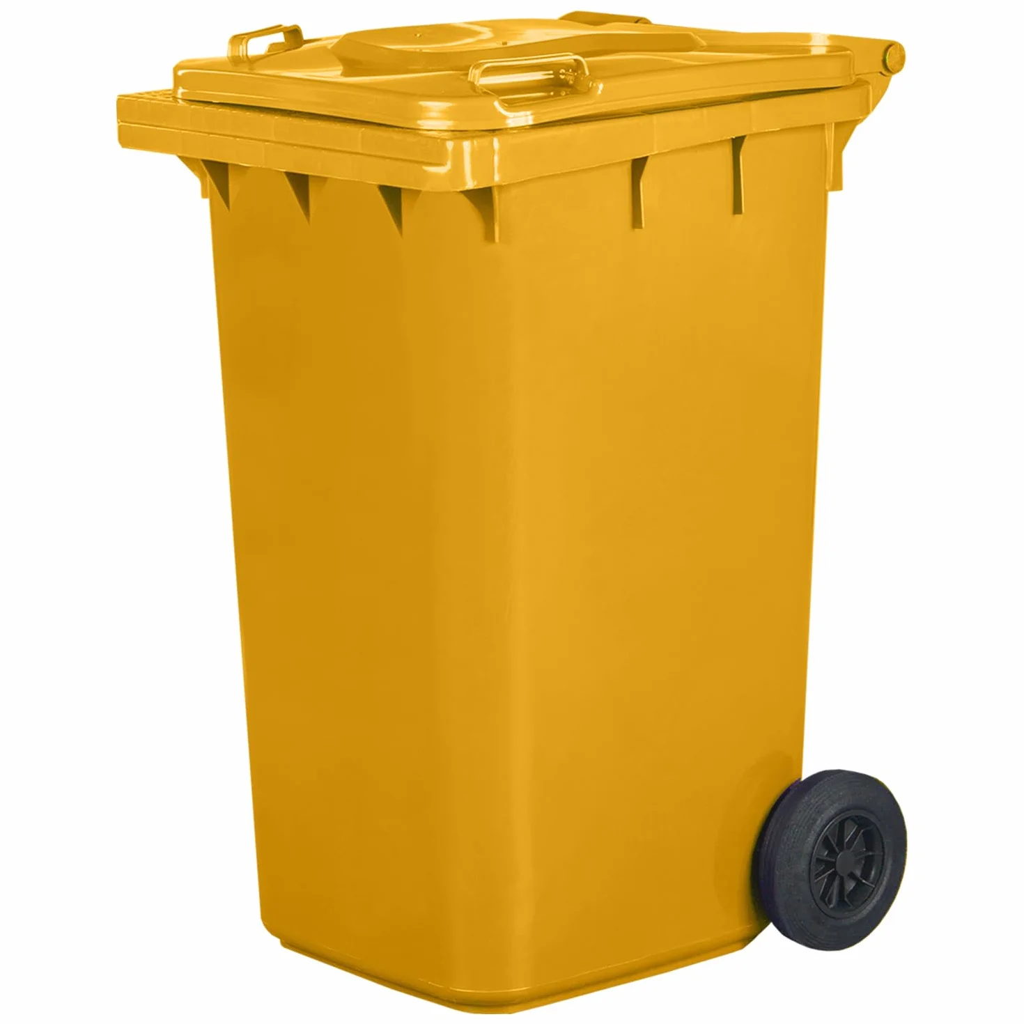 Jestic Cubo de basura 120 240 para basura basura con ruedas de goma silenciosas para recogida diferenciada, reciclaje interior exterior EN840 (240 Litros, Amarillo)