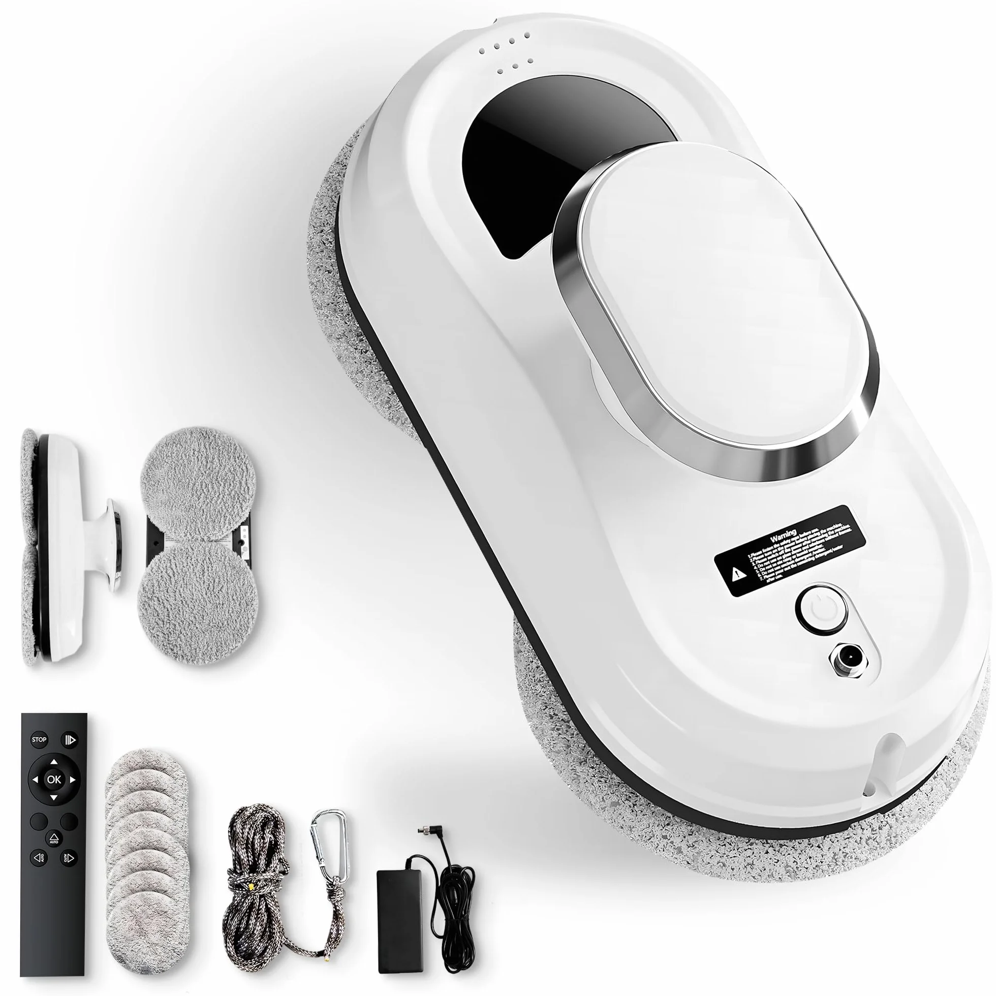 JUPPLIES Robot Limpiacristales Electrico 90W con Succión 5600Pa – Limpia Cristales para Ventanas con 3 Modos Automaticos, Control Remoto y Sistema Anticaida – Silencioso, 4min/m²