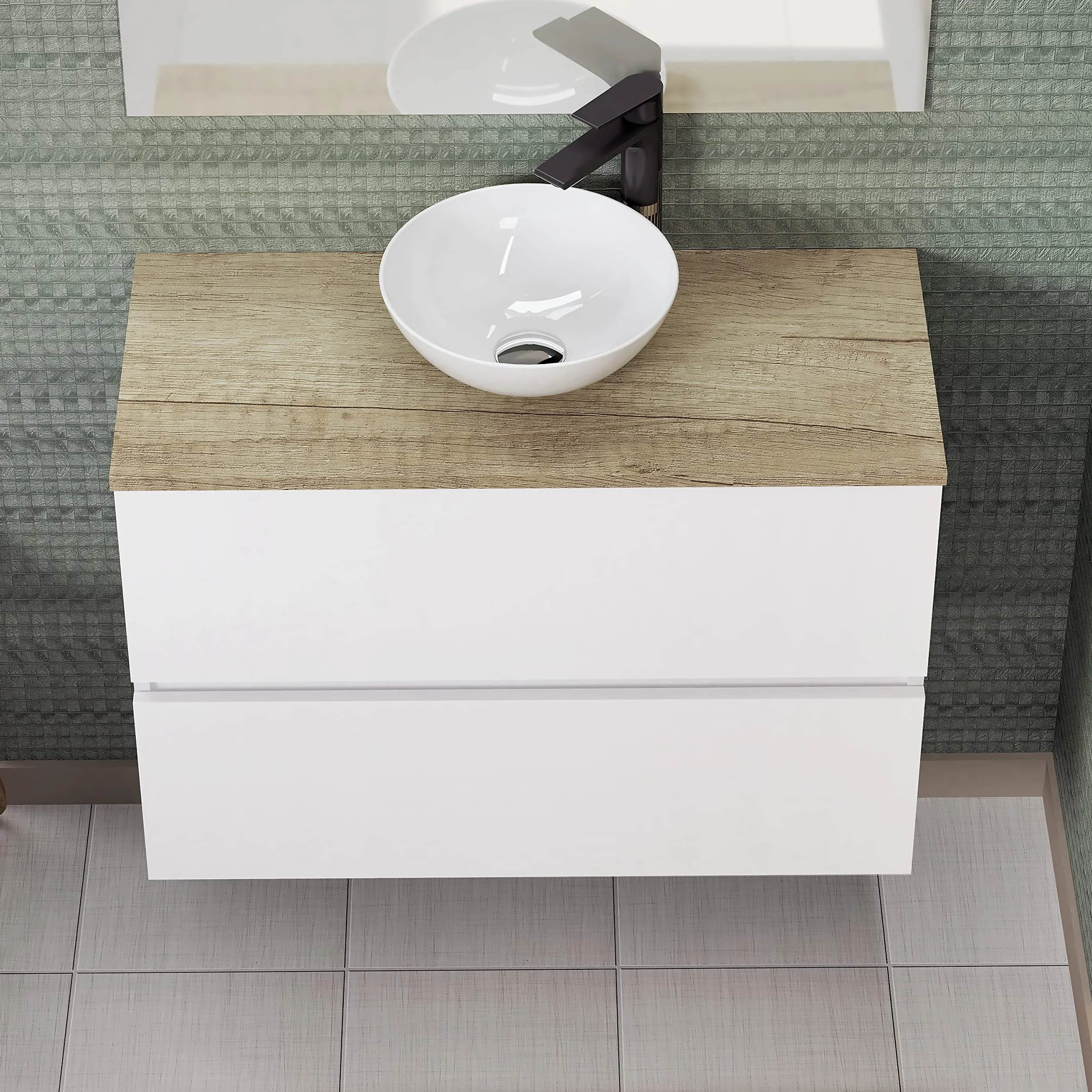 Baikal Mueble de Baño Ness 80 cm Blanco Fondo Reducido 36cm Lavabo Cerámico