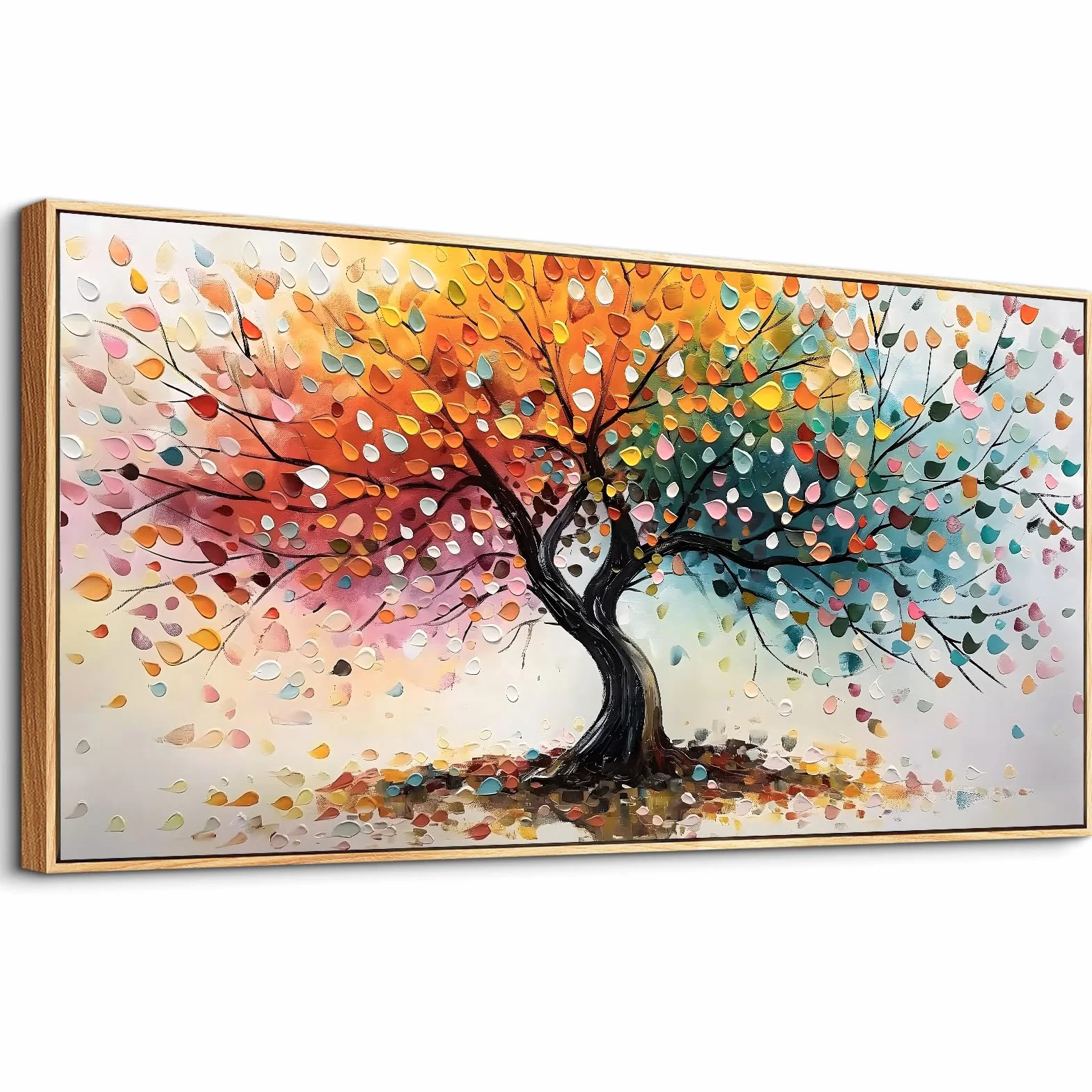 MHARTK66 Cuadros Decoracion Salon Modernos Con Marco Madera, 60x120 cm XXL Laminas Decorativas Pared Dormitorios, Lienzos Decorativos Pared Árbol de la Vida Colorido, Wall Art Comedor Pasillo Baño