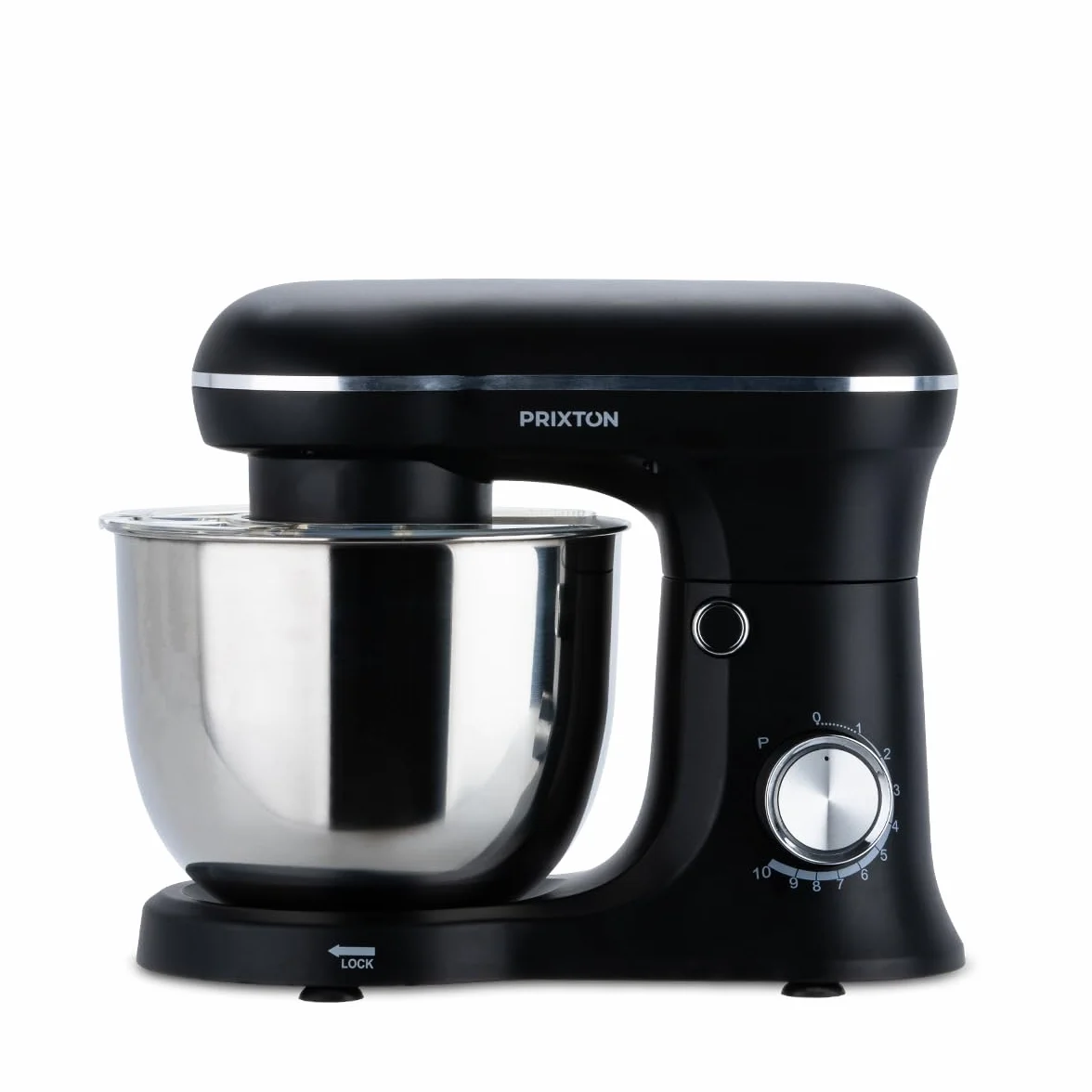 PRIXTON Batidora Amasadora KR250 para Repostería, Potencia 1500W, 10 Velocidades, Bol Acero Inoxidable de 5 litros, 3 accesorios, Tapa Transparente, Color Negro Mate (Reacondicionado)