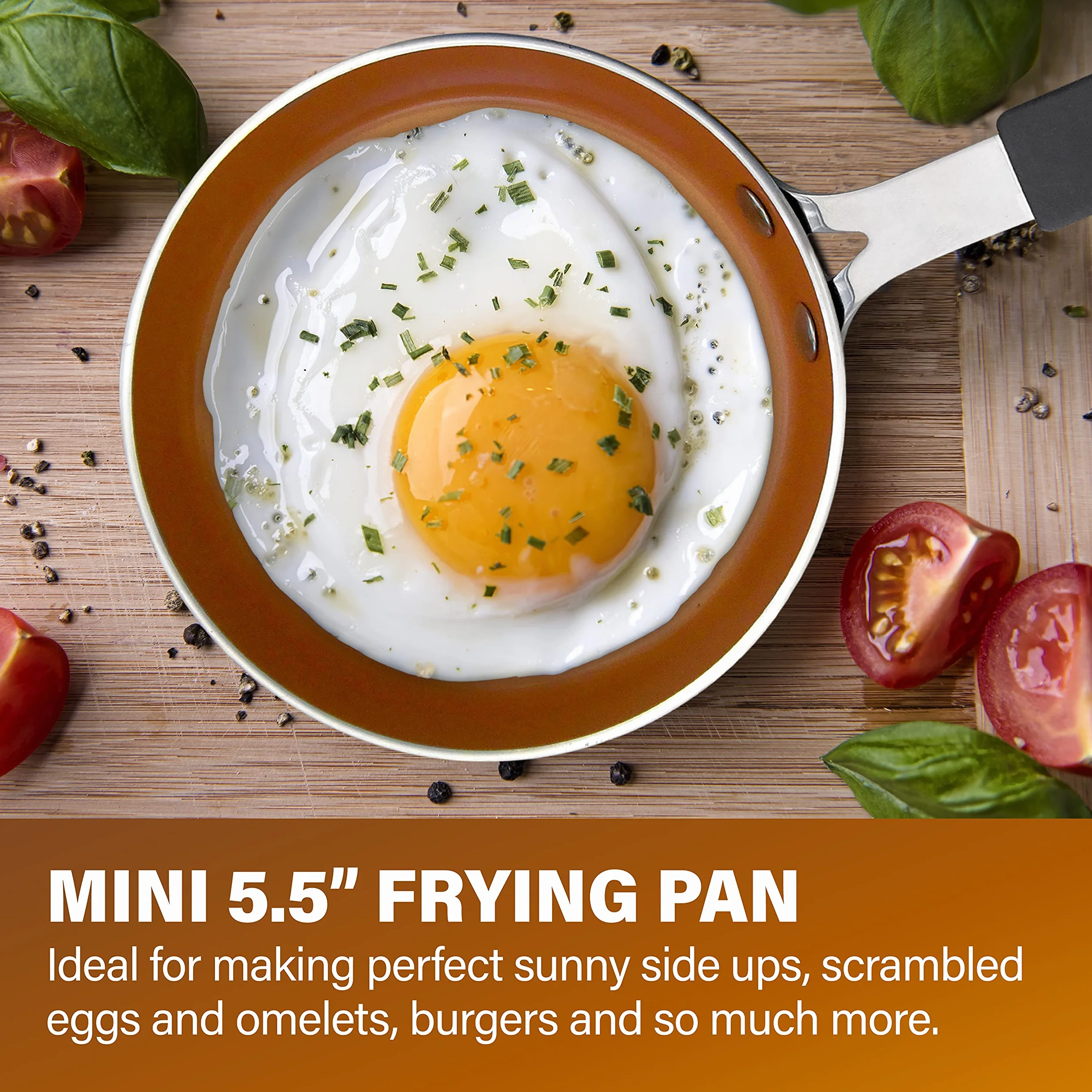 GOTHAM STEEL Mini sartén para huevos y tortillas con revestimiento ultra antiadherente de titanio y cerámica, 5.5 pulgadas, apta para lavavajillas, mango que se mantiene frío
