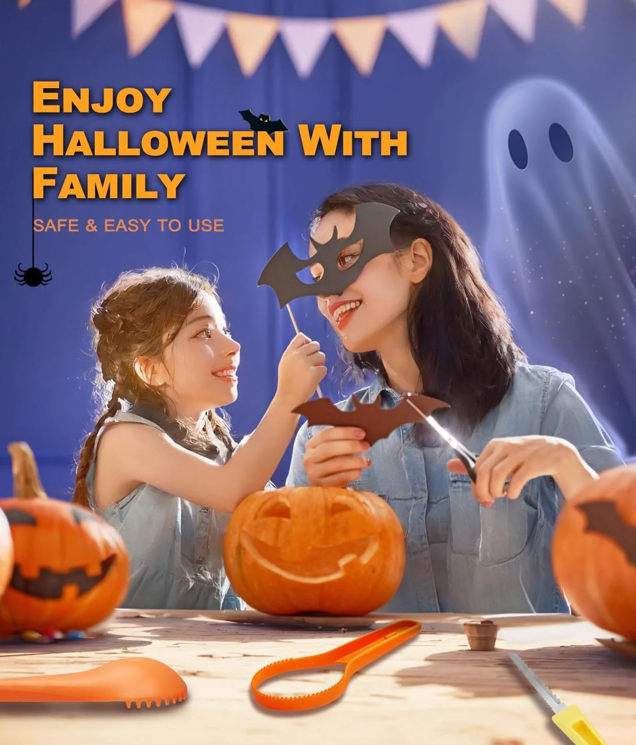 Kit de Tallado de Calabaza de Halloween, 3 Herramientas para Tallar Calabazas