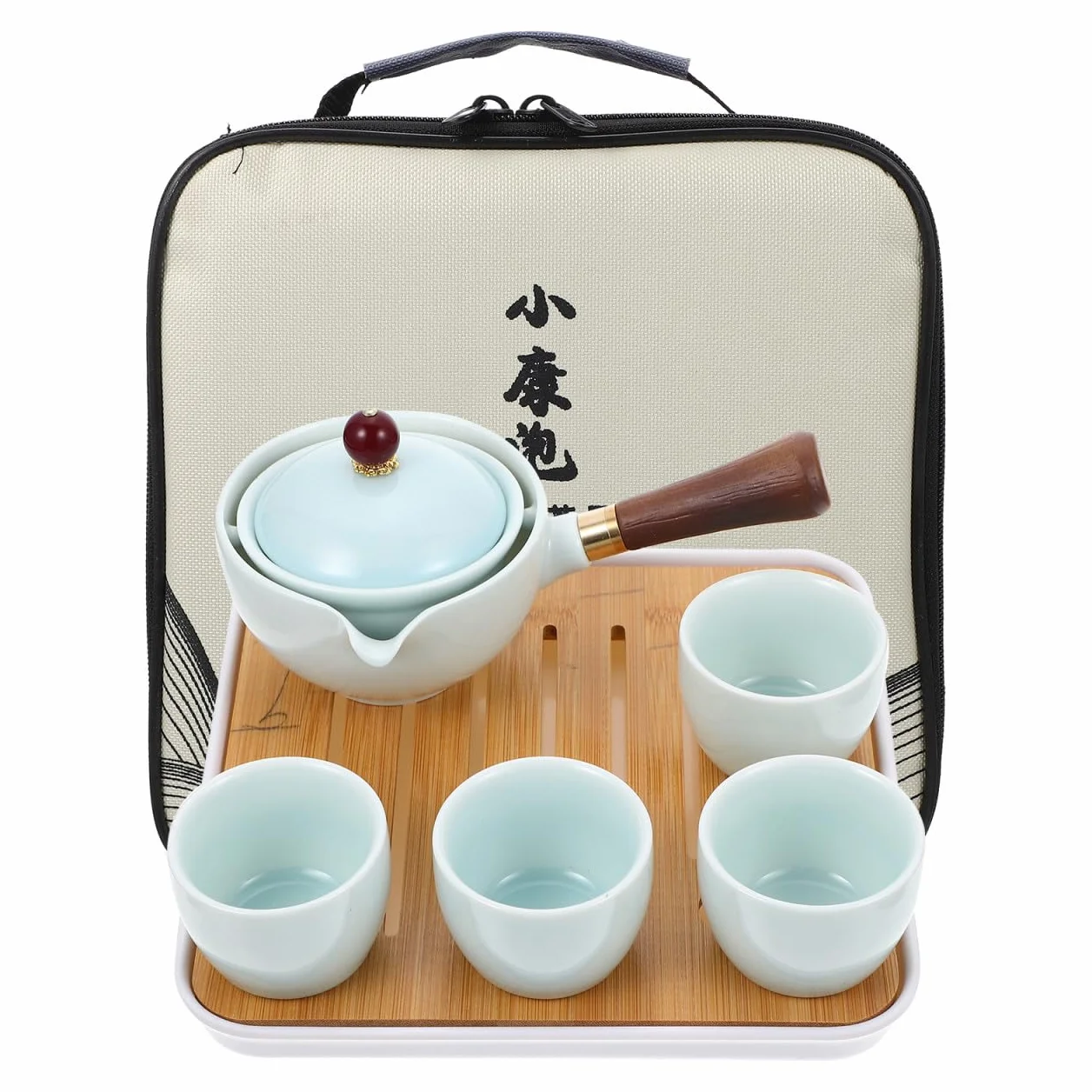 Mipcase Tetera de Cerámica Asa para Hacer Té Estilo Kung Fu, Práctico Juego de 1 Set Elegante para Oficina y Momento de Té Tarde