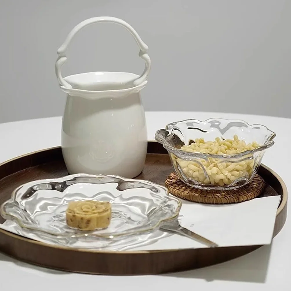 Plato de cristal creativo – Platos versátiles para servir postres y frutas, elegantes platos de aperitivos para fiestas, hogar y eventos, vajilla elegante esencial