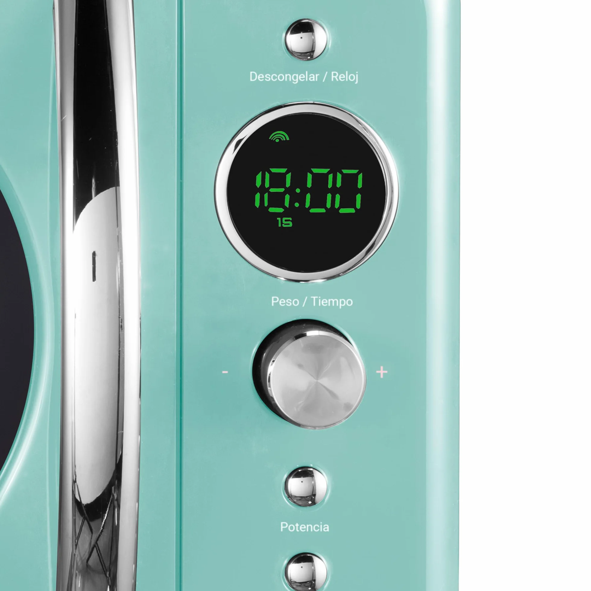 Grunkel Microondas Digital 20L 700W Vintage 6 Niveles Potencia Cocción Rápida Temporizador 60 min (Azul Agua)