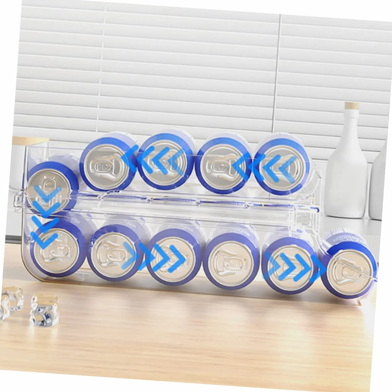 Cabilock Organizador de Latas de Doble Capa en Plástico Transparente | Diseño Apilable, Dispensador por Gravedad, para Cocina y Tienda, 1 Pieza