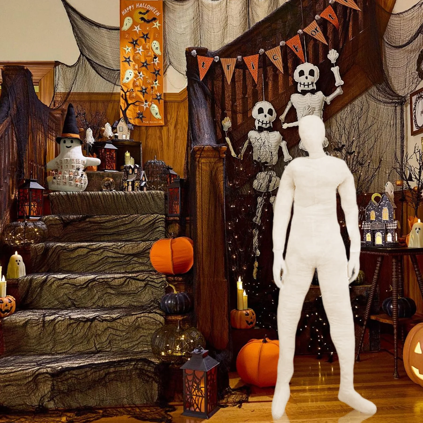 Muñecas Adultas de tamaño Completo, muñeco de Peluche de 70, 9 Pulgadas, maniquí articulado de Cuerpo Completo con Manos, decoración de Halloween para Fiestas de Casas encantadas, Beige, maniquí