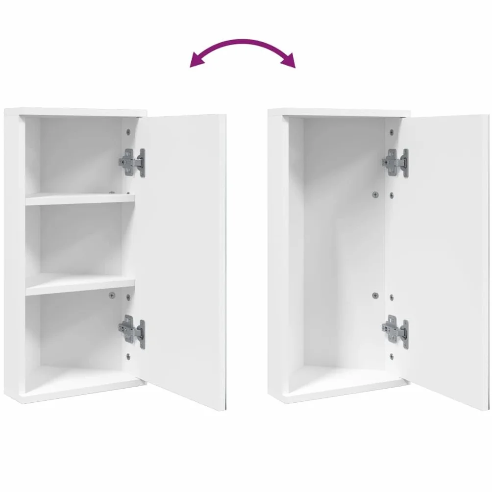 IKAYAA Mueble Suspendido de Espejo de Esquina Armario de Pared con Espejo Armario de Baño con Puertas Gabinete de Espejo Mueble Colgante Blanco 30 x 24 x 60 cm
