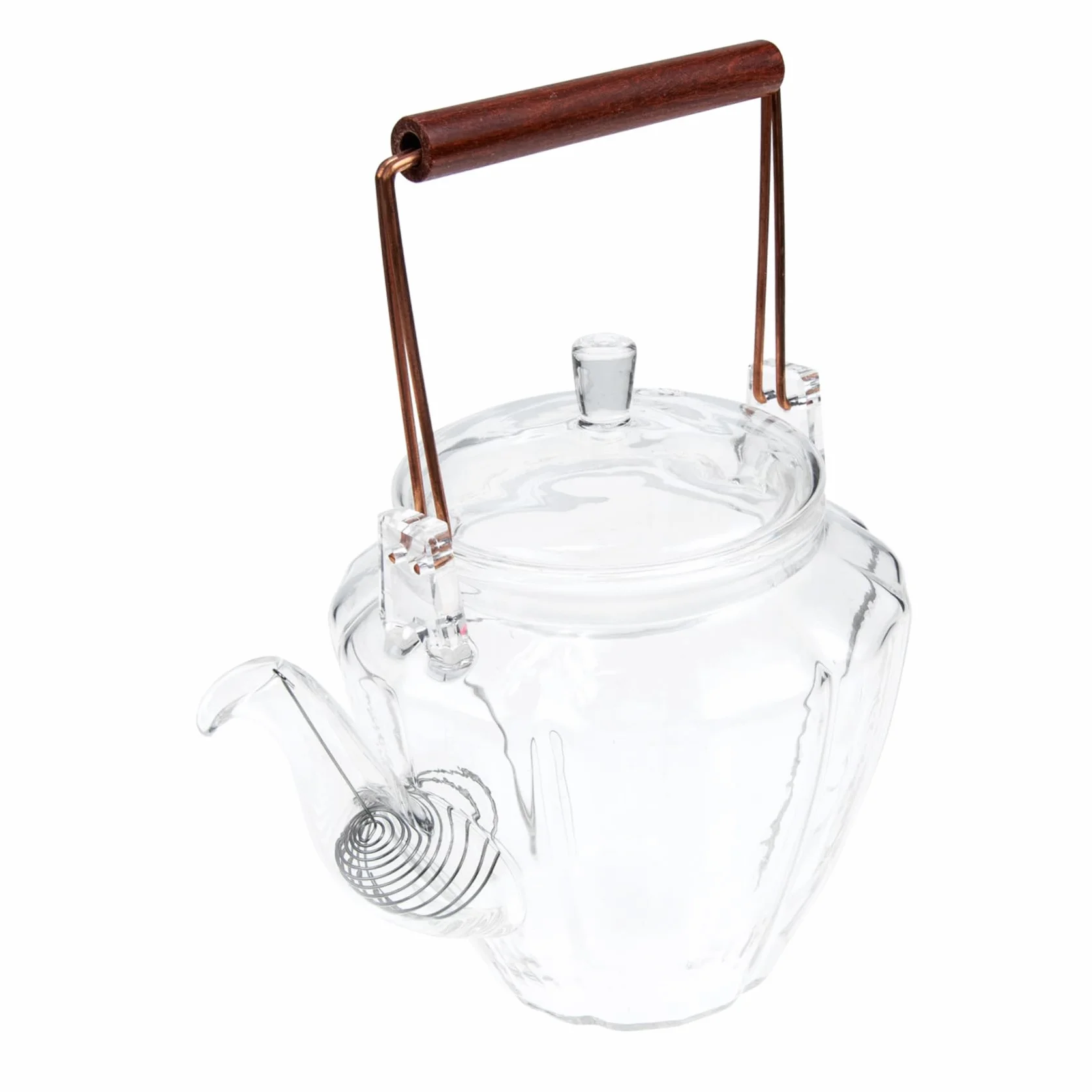 Tetera de Cristal de Sobremesa Estilo Chino Textura Diamante | Vidrio Resistente al Calor, Diseño Simple y Generoso, Uso en Oficina y Hogar
