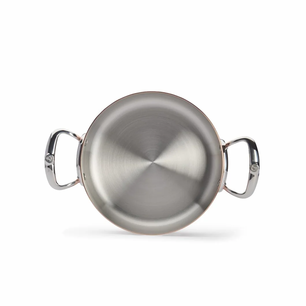 De Buyer, CACEROLA BAJA COBRE INOX INOCUIVRE CON MONTURAS INOX CON TAPADERA Ø 20 CM-35.5x22.5x7 cm-6441.20