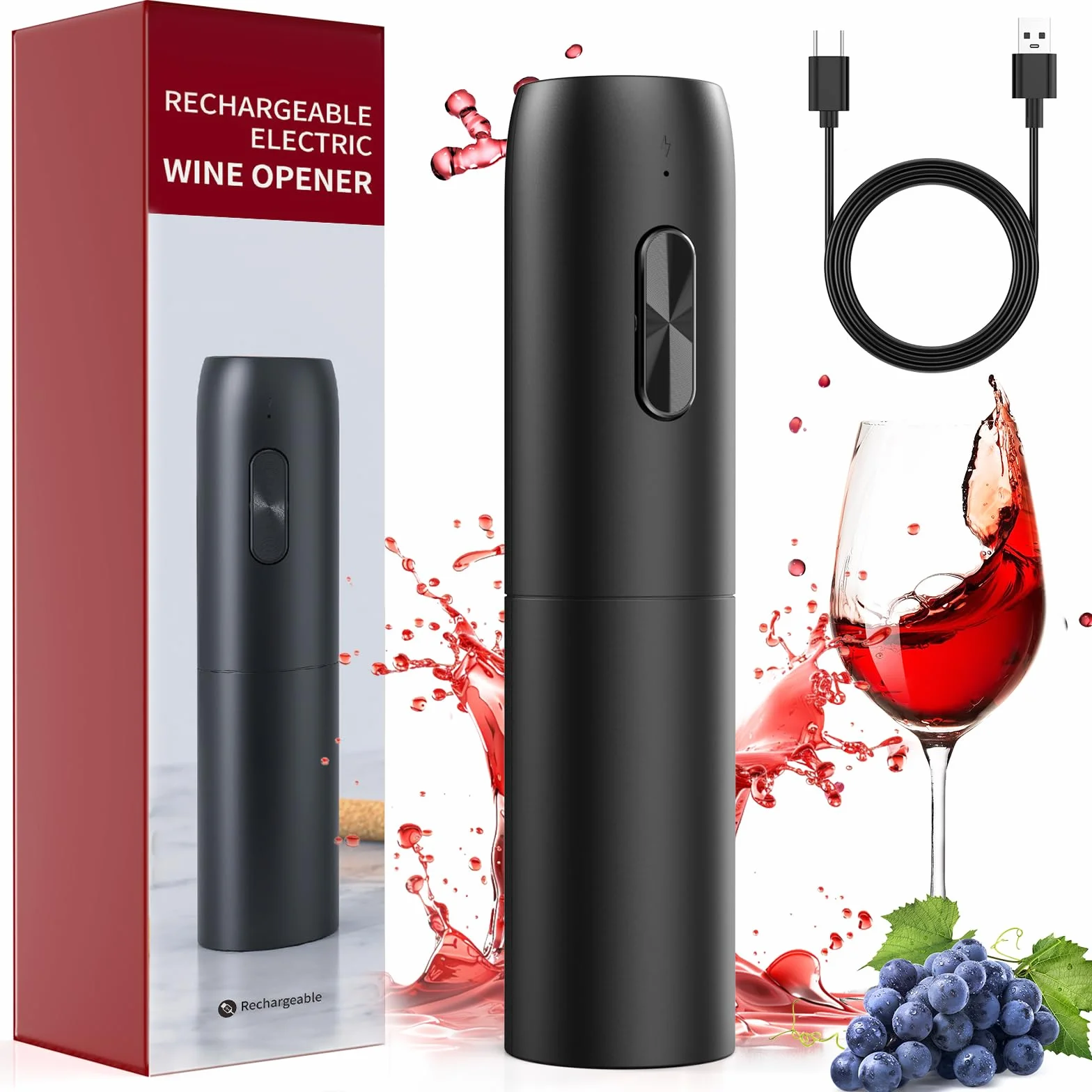 Sacacorchos eléctrico recargable abridor de vino profesional con cable USB