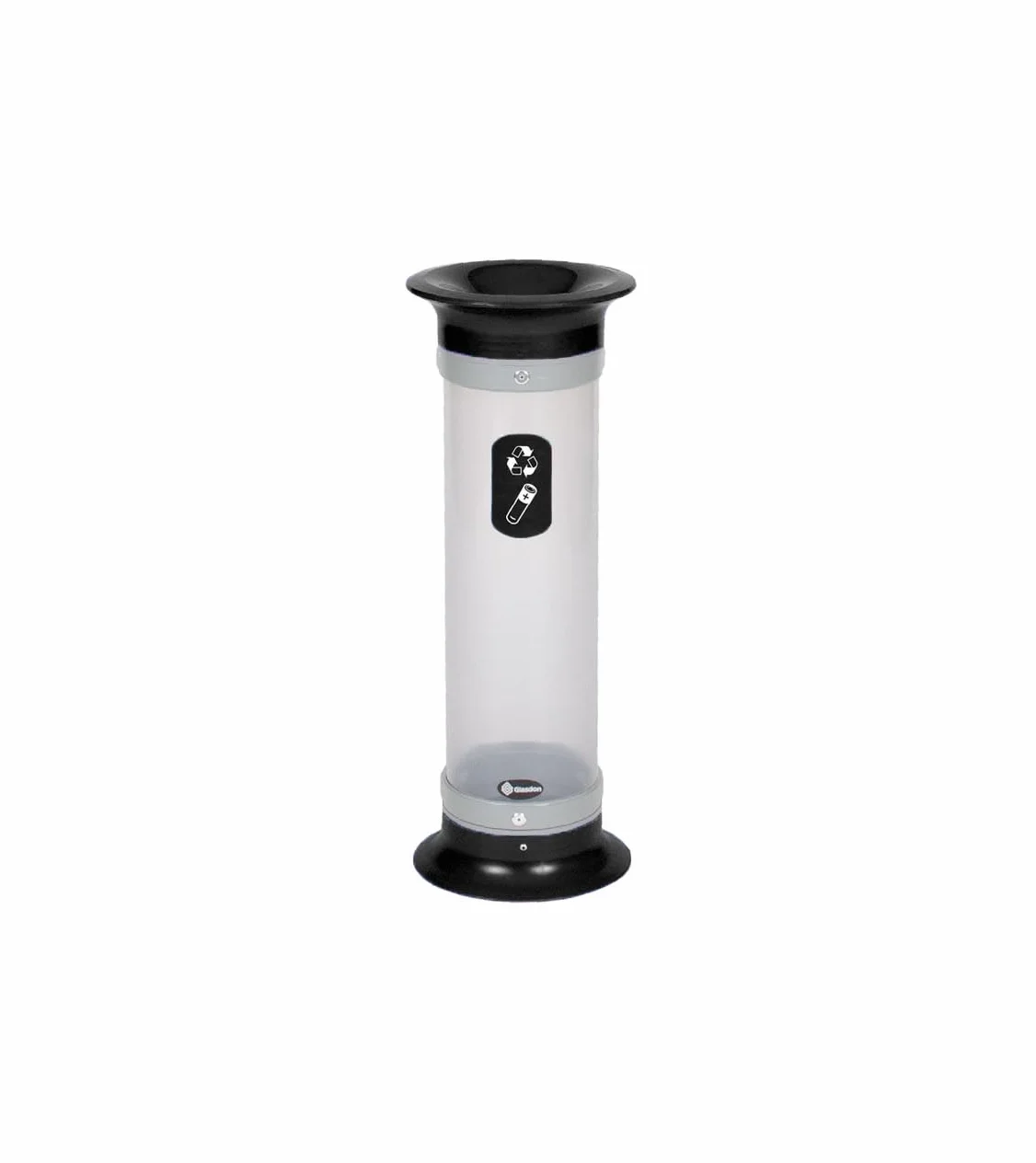 Contenedor de pilas Vision™ 10 (3 colores) – Recolector de residuos de pilas pequeño – Tubo de recogida de pilas transparente compacto de 10 litros (Negro)