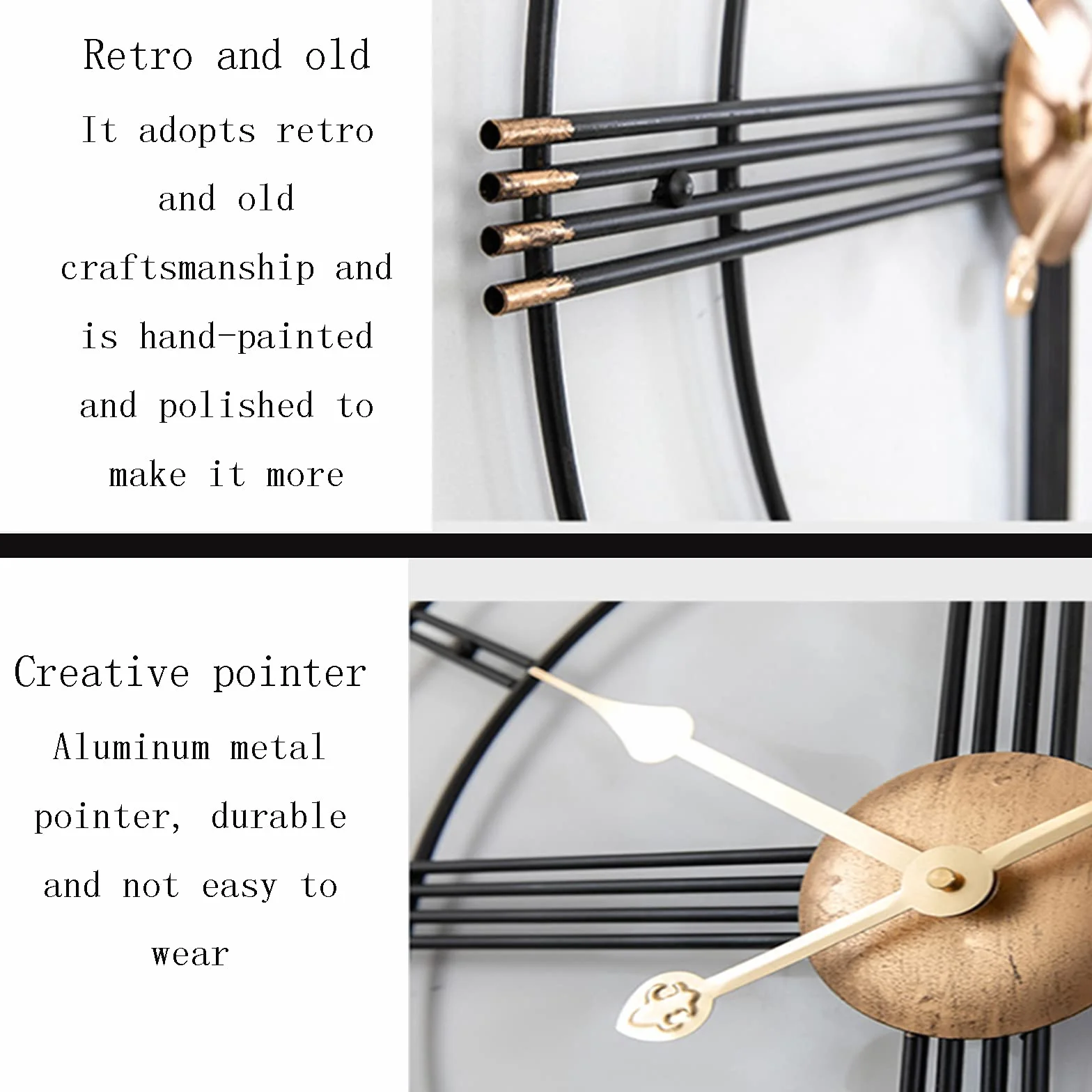 Reloj de Pared para Sala de Estar, Reloj de Pared Grande de Metal 3D Retro, Reloj Decorativo de Arte de Pared silencioso Que no Hace tictac, Reloj de Pared de Estilo Industrial par