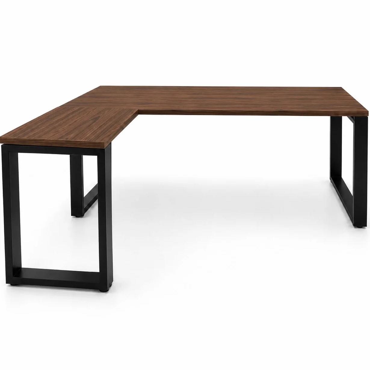 Escritorio en L Izquierda para Oficina. Mesa Esquinera con Estructura Metálica Negra. Mesa de Ordenador para Teletrabajo, Estudio y Gaming (140x80, Nogal)